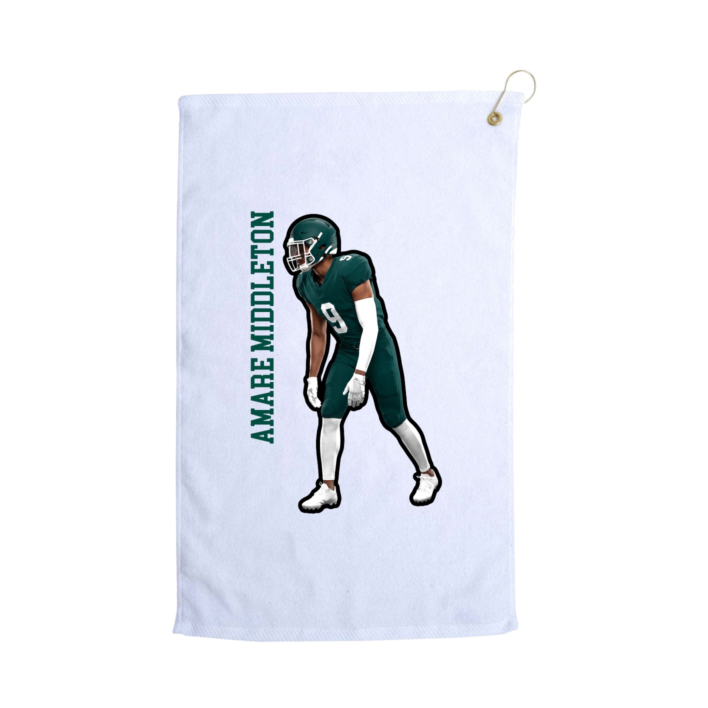 Golf Towel — Name Vertical in White