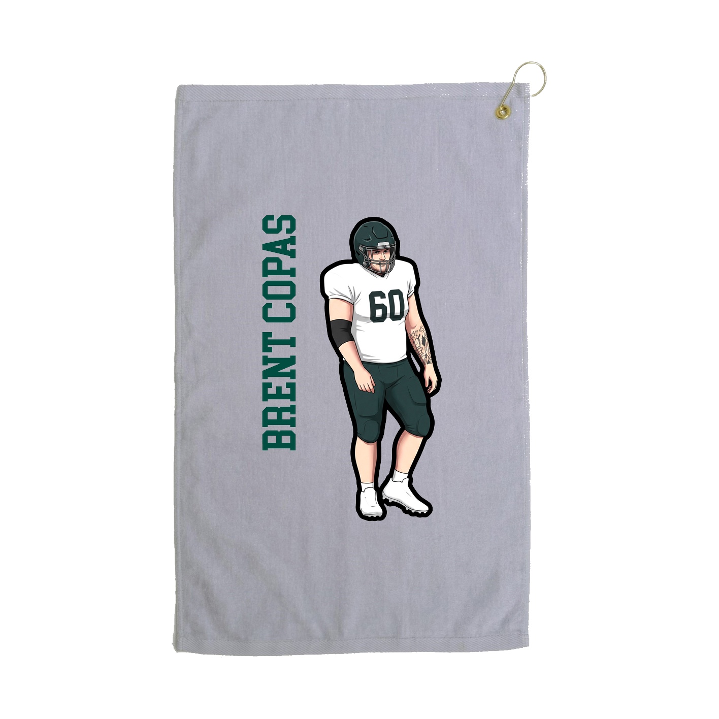 Golf Towel — Name Vertical in Grey