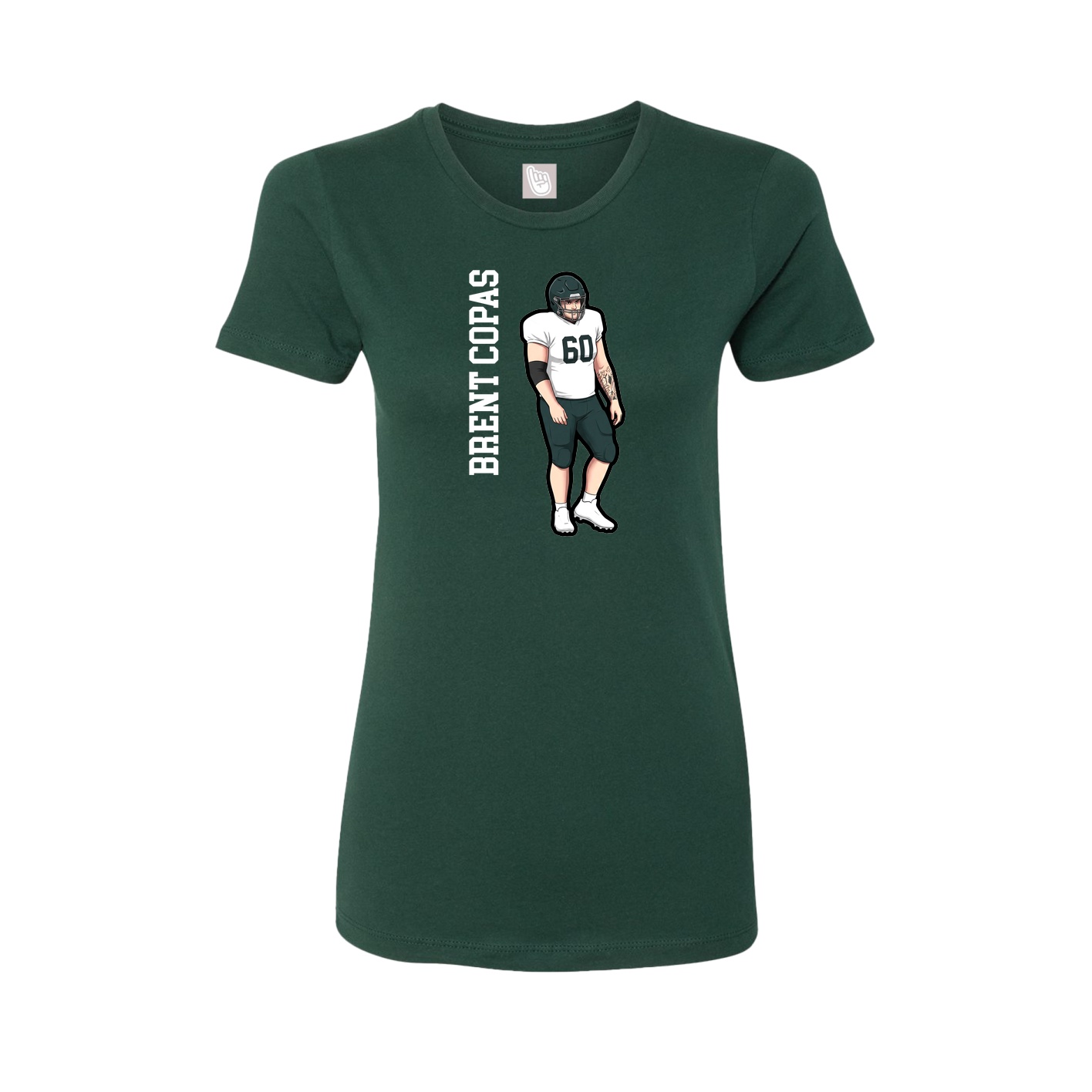 Fitted Women's Tee — Name Vertical in Green
