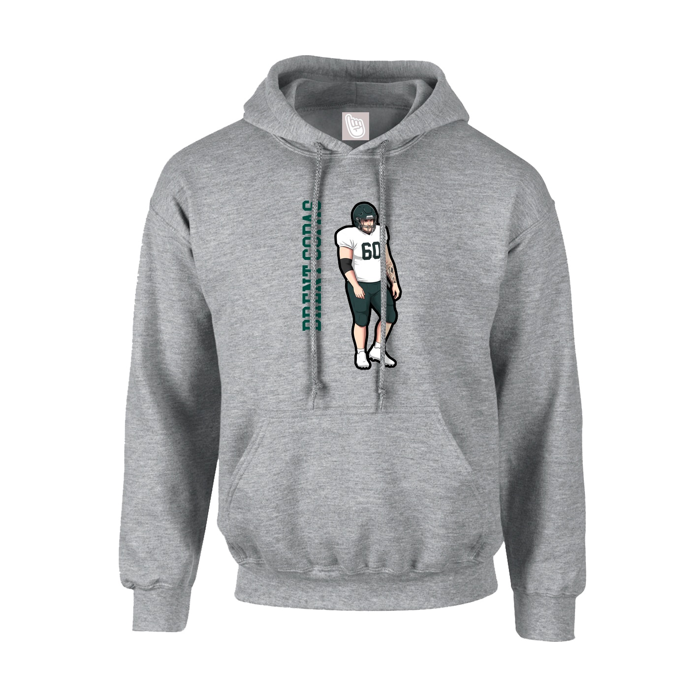 Youth Hoodie — Name Vertical in Grey