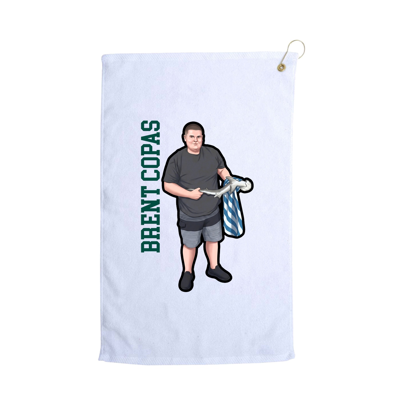 Golf Towel — Name Vertical in White