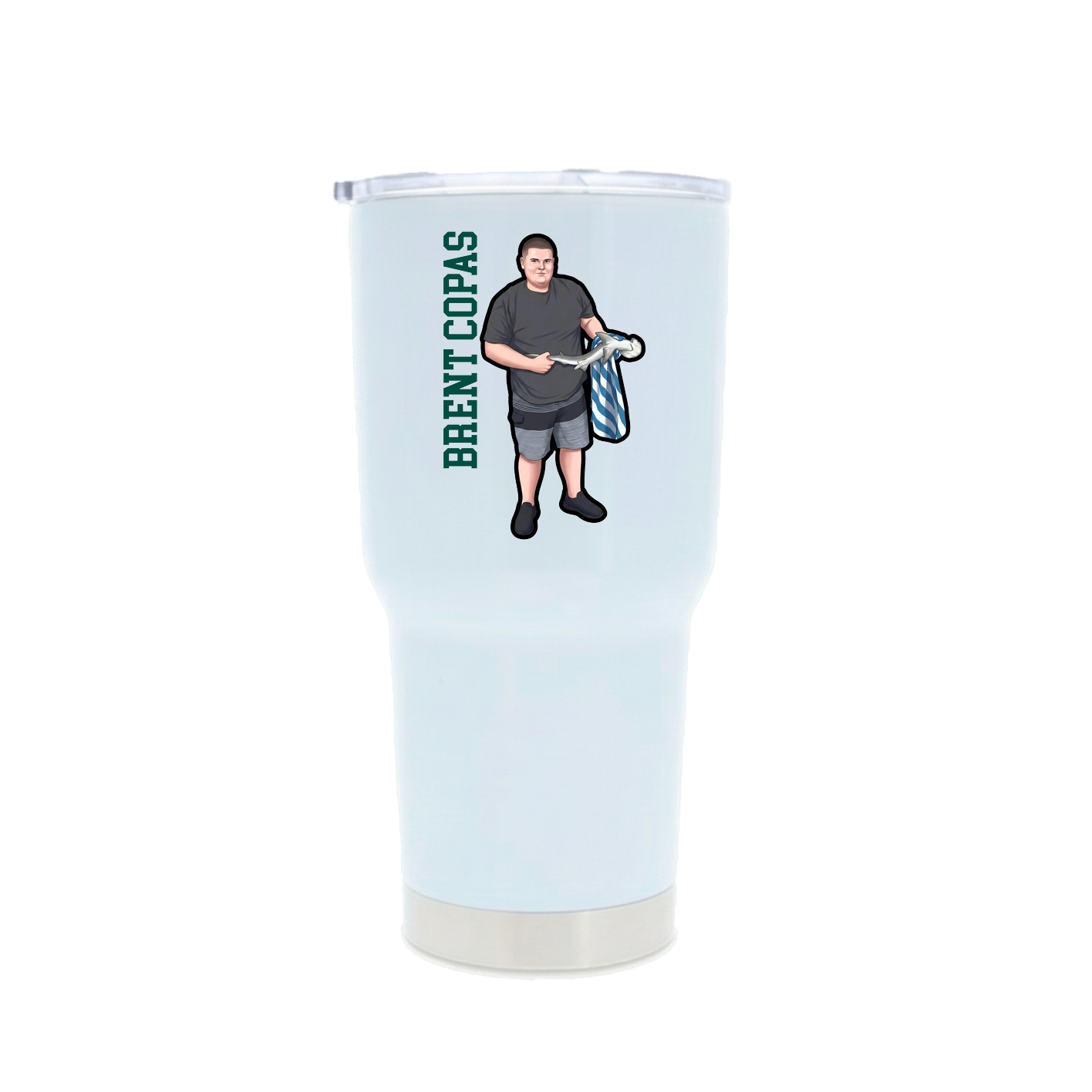 30oz Stainless Steel Tumbler — Name Vertical in White