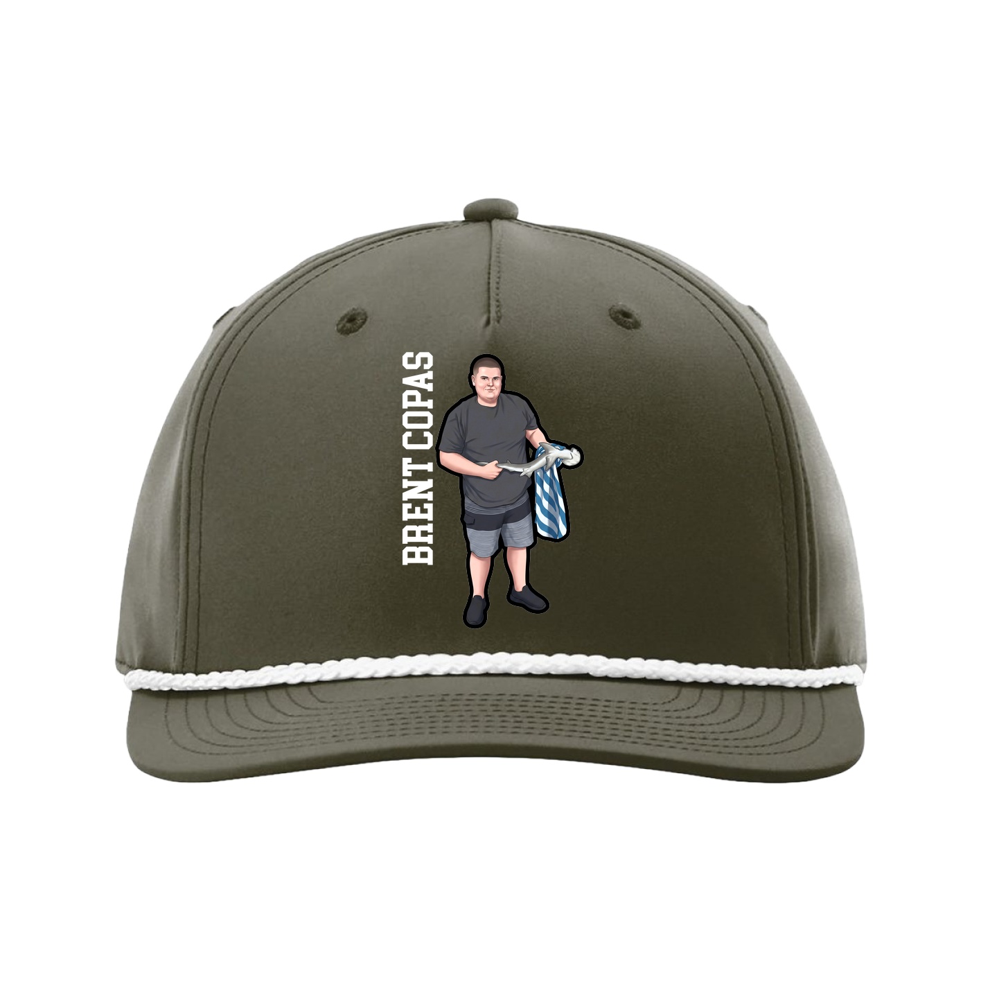 Five-Panel Classic Rope Cap — Name Vertical in Green