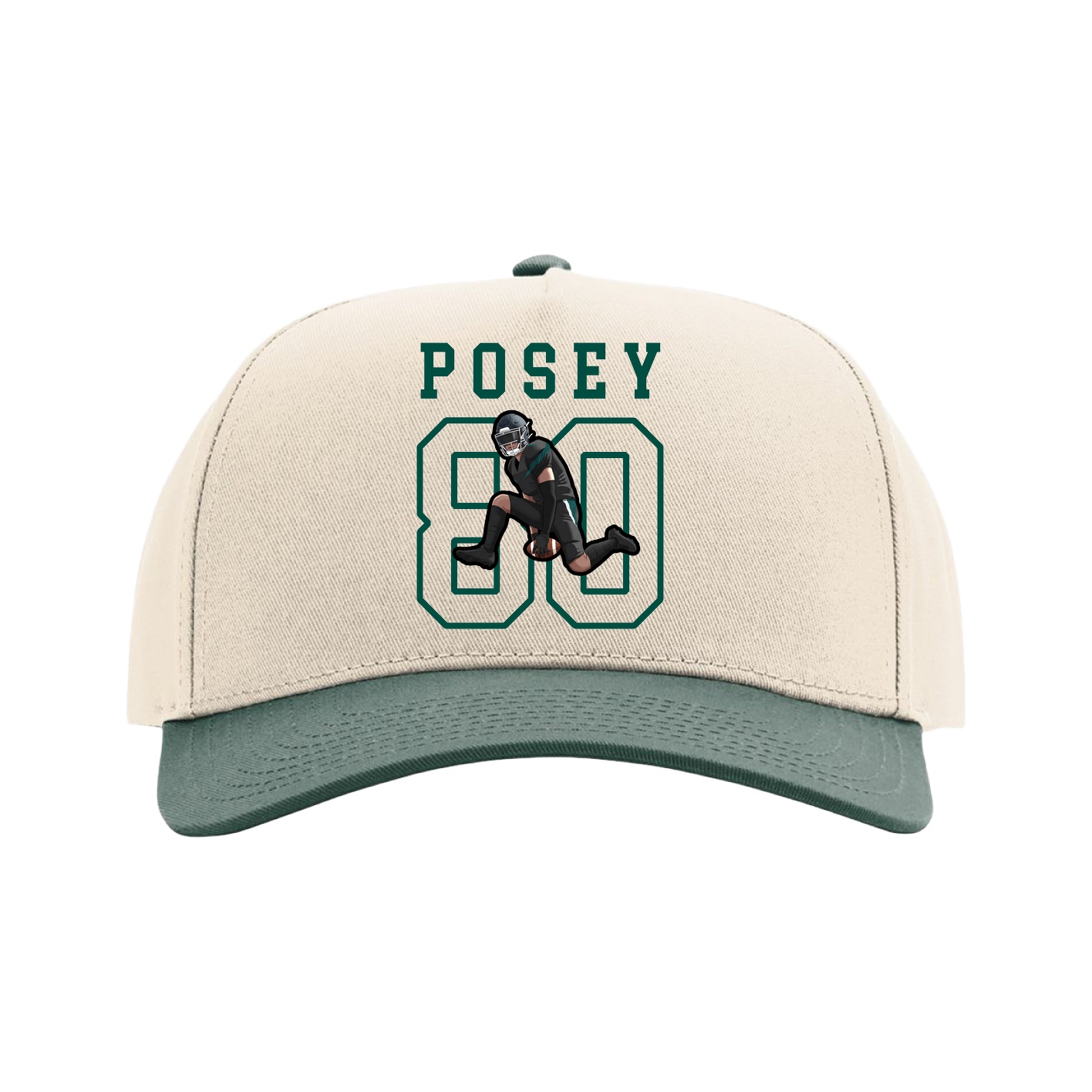 Full Fabric Five-Panel Champ Cap — Shirsey in Cream/Green