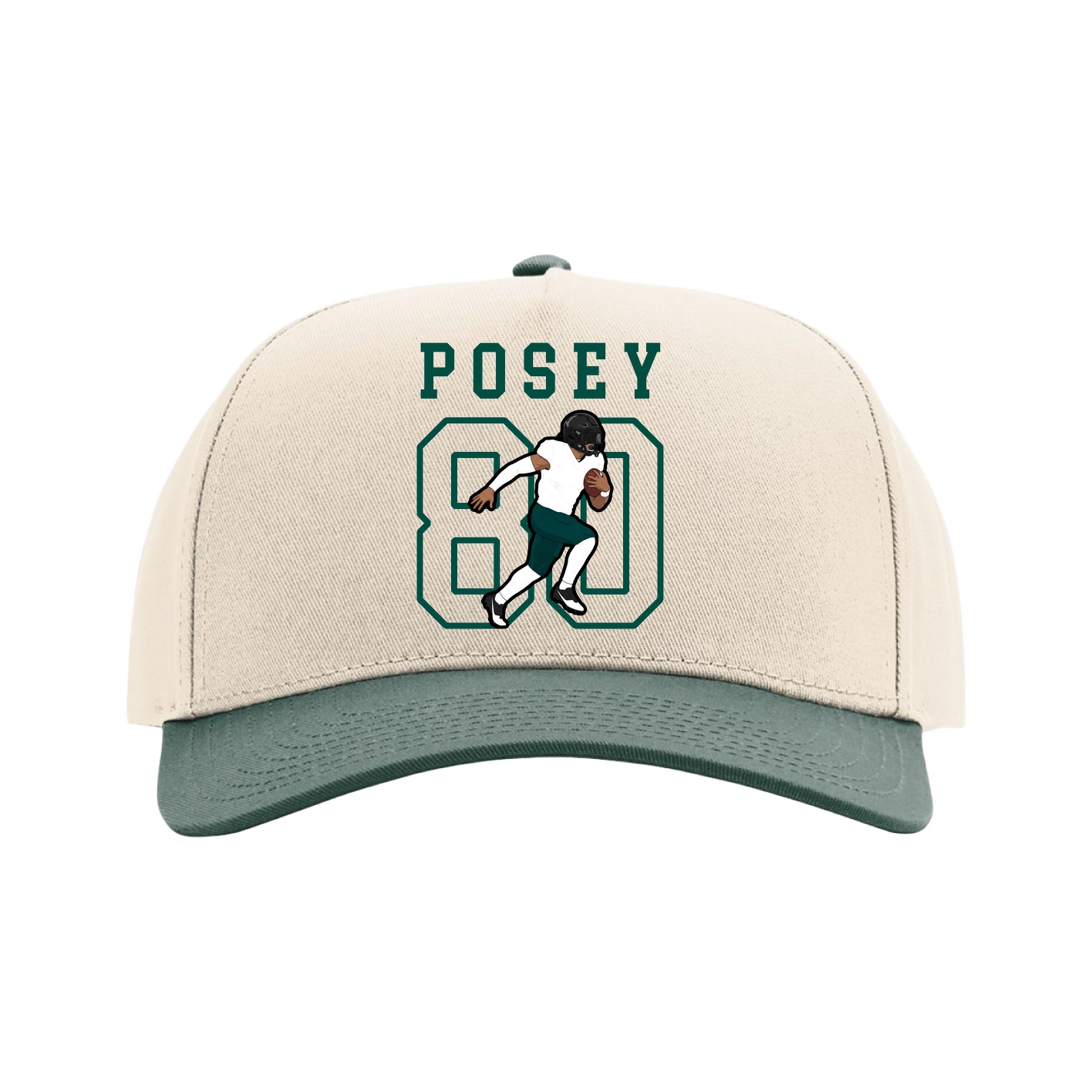 Full Fabric Five-Panel Champ Cap — Shirsey in Cream/Green