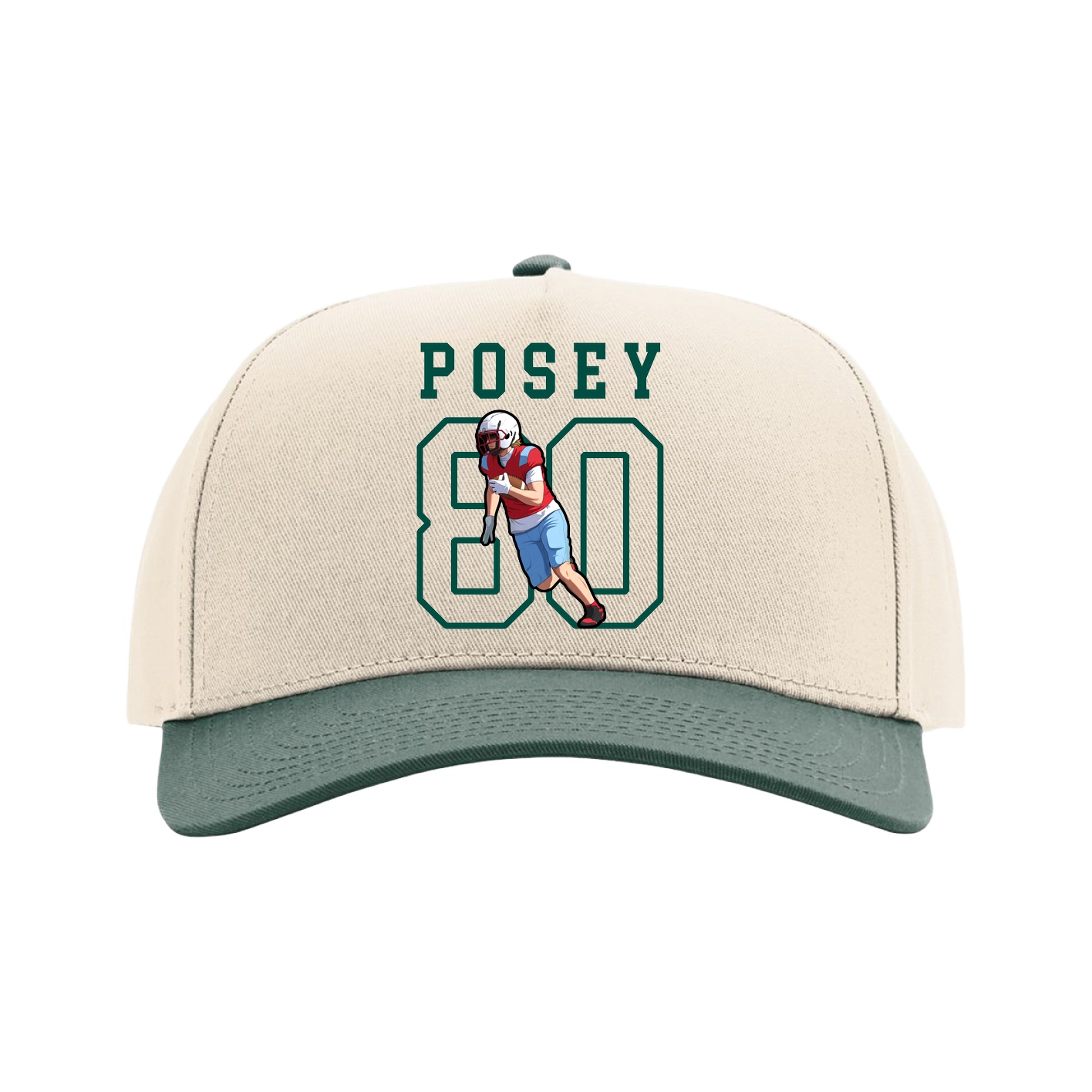 Full Fabric Five-Panel Champ Cap — Shirsey in Cream/Green