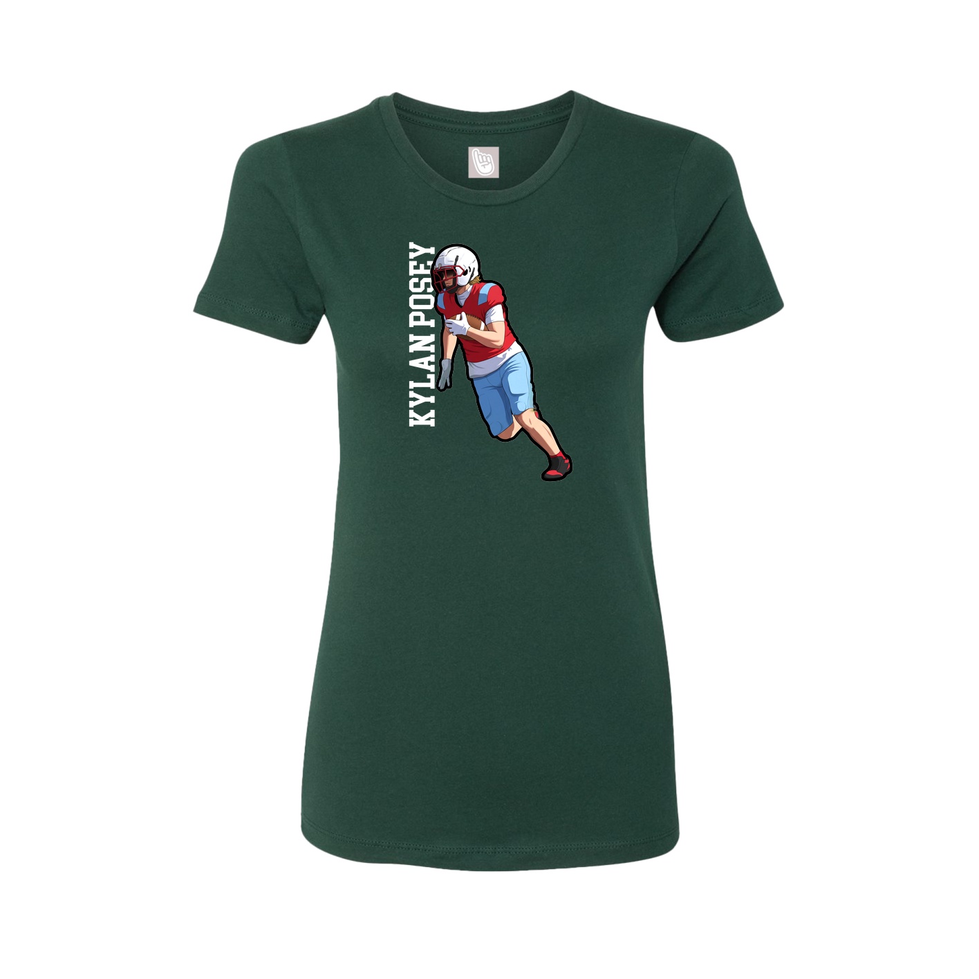 Fitted Women's Tee — Name Vertical in Green