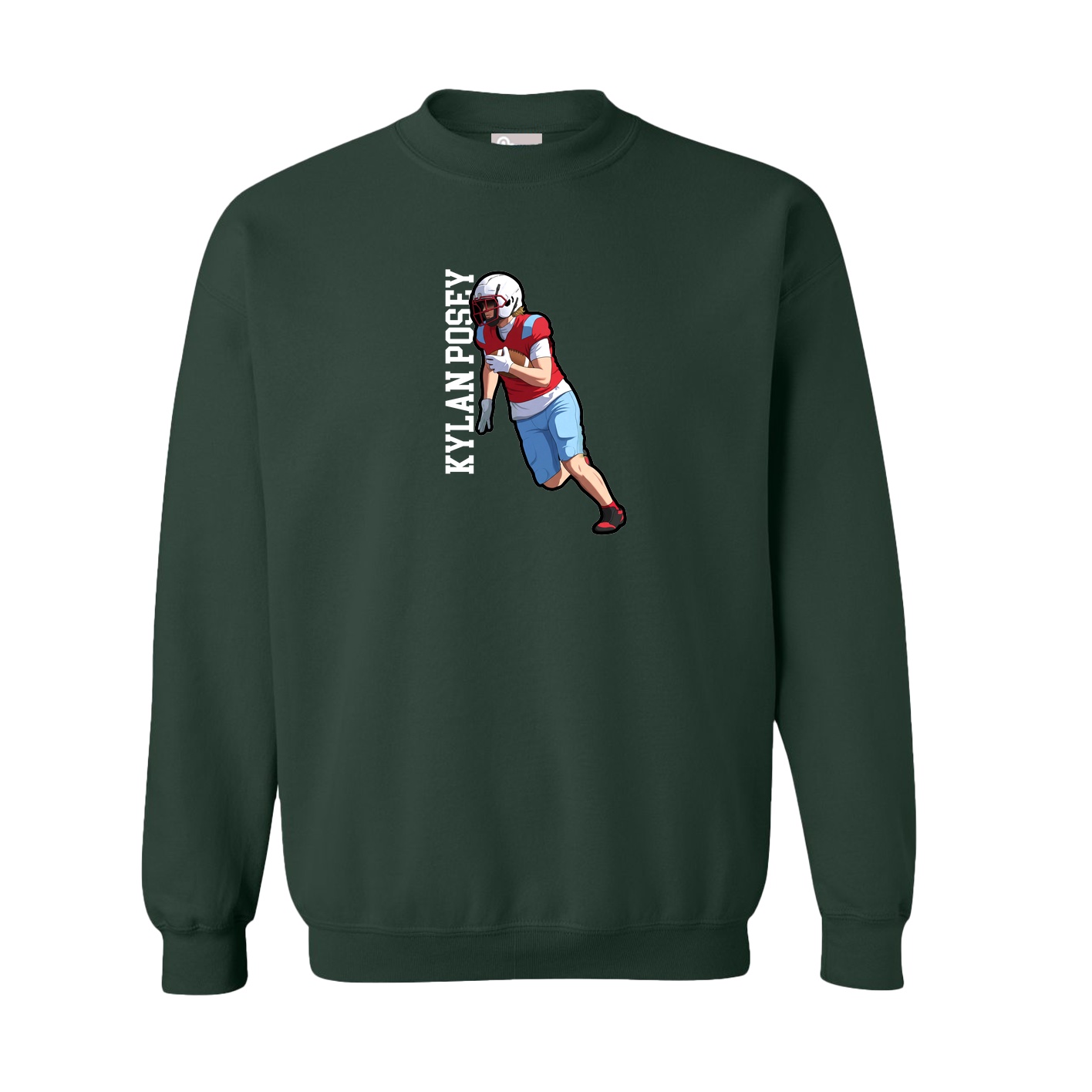 Fleece Crew — Name Vertical in Green