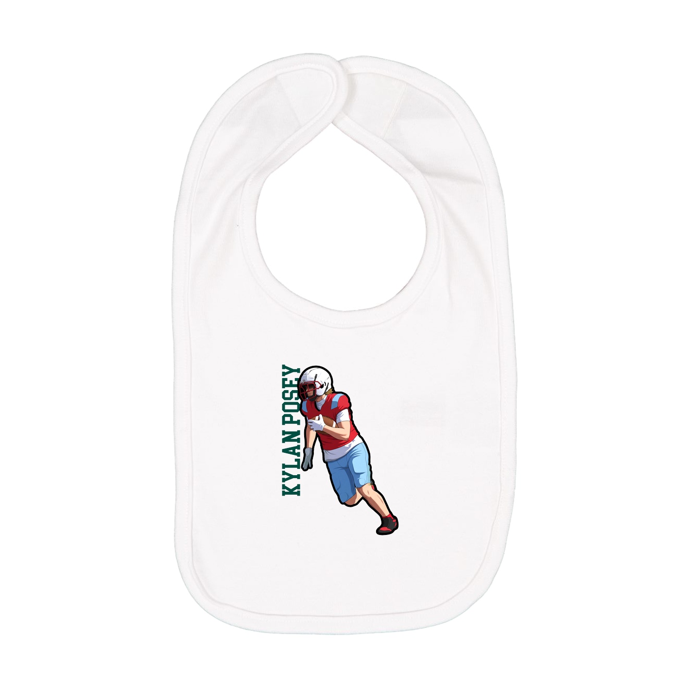 Infant Bib — Name Vertical in White
