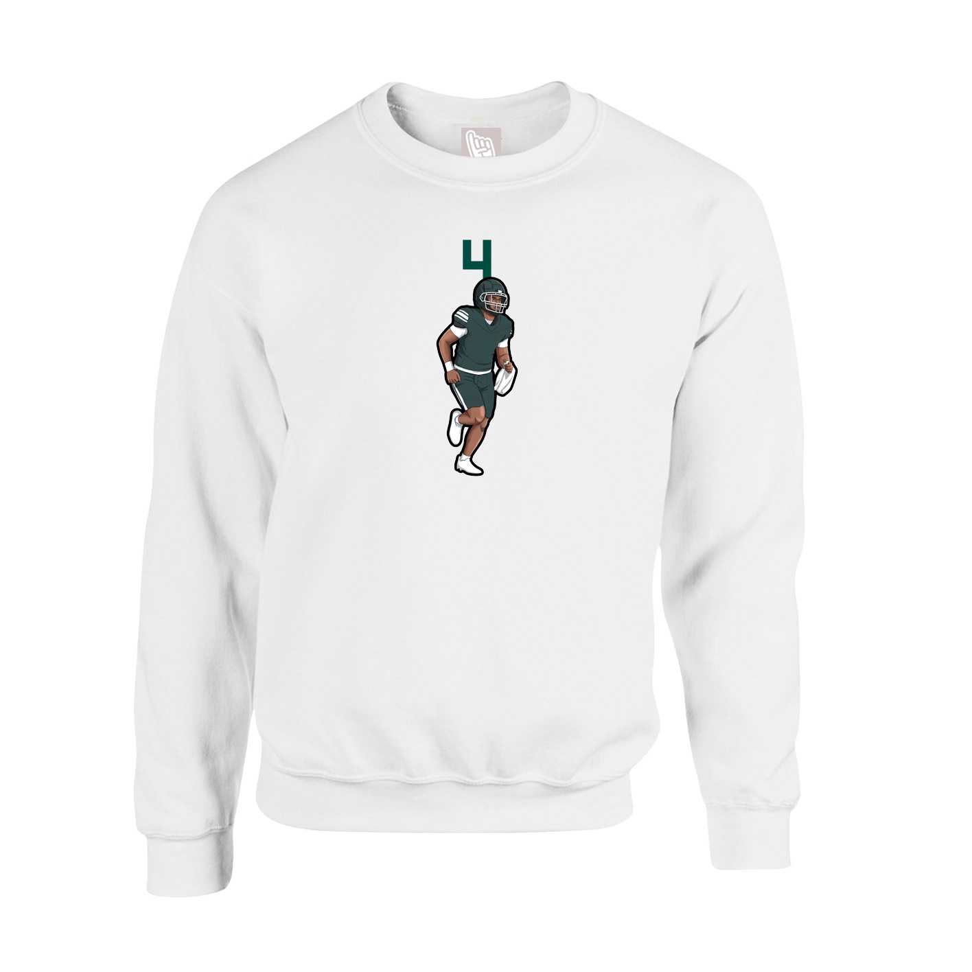 Fleece Crew — Number Top in White
