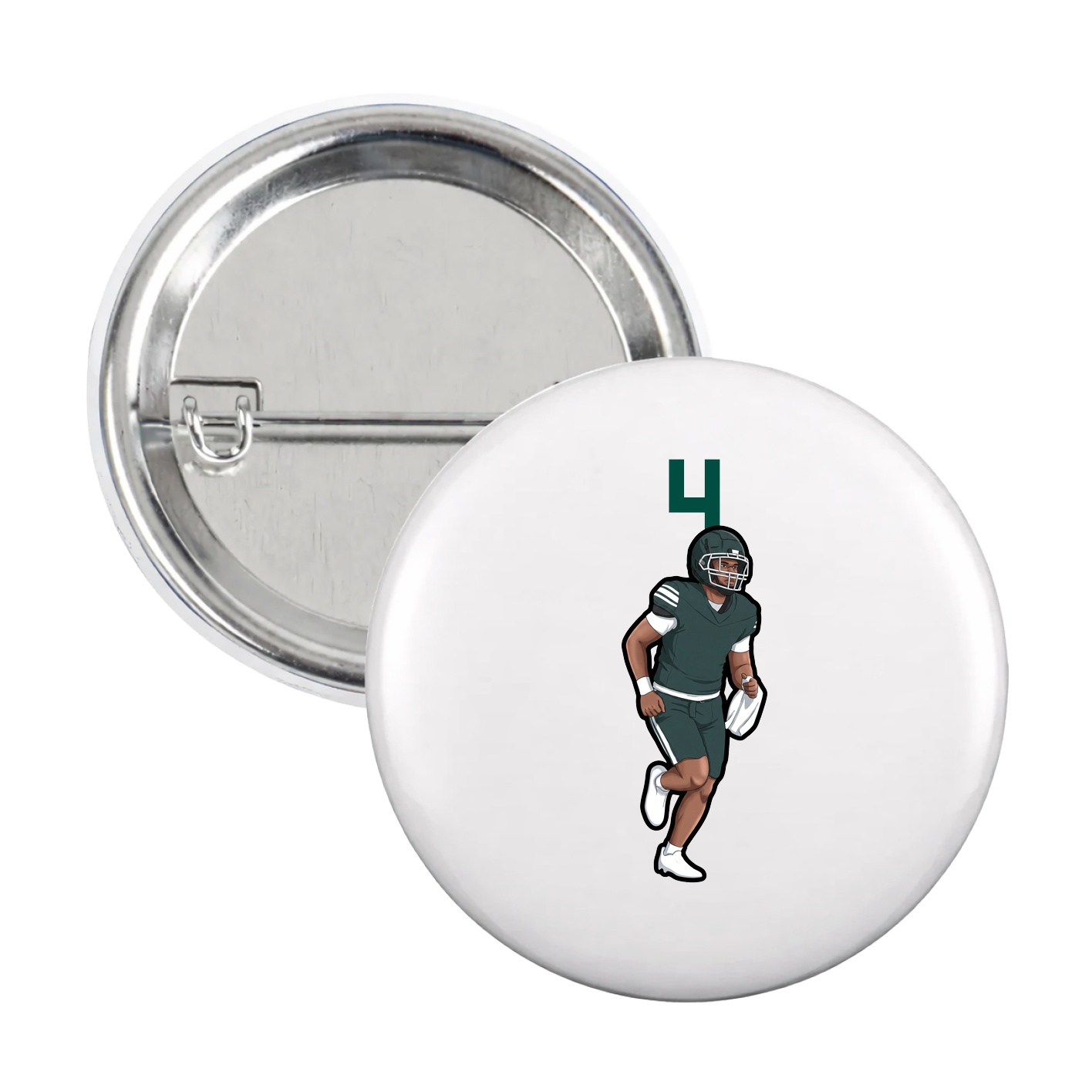 Game Day Button — Number Top in White
