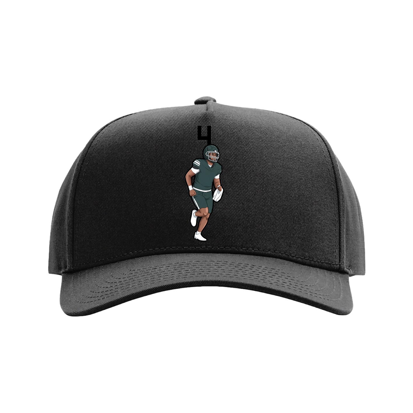 Full Fabric Five-Panel Champ Cap — Number Top in Black