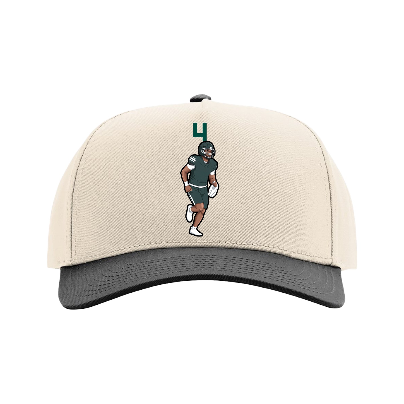 Full Fabric Five-Panel Champ Cap — Number Top in Cream/Black