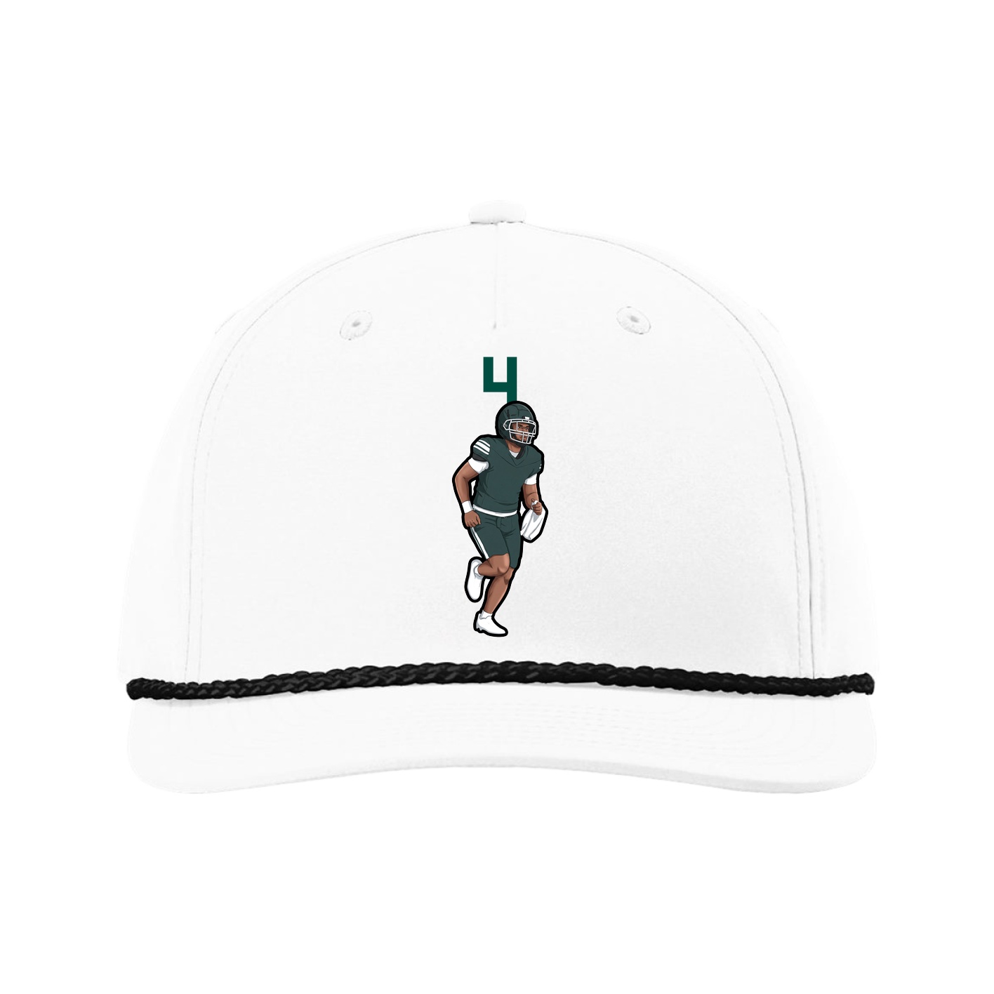 Five-Panel Classic Rope Cap — Number Top in White