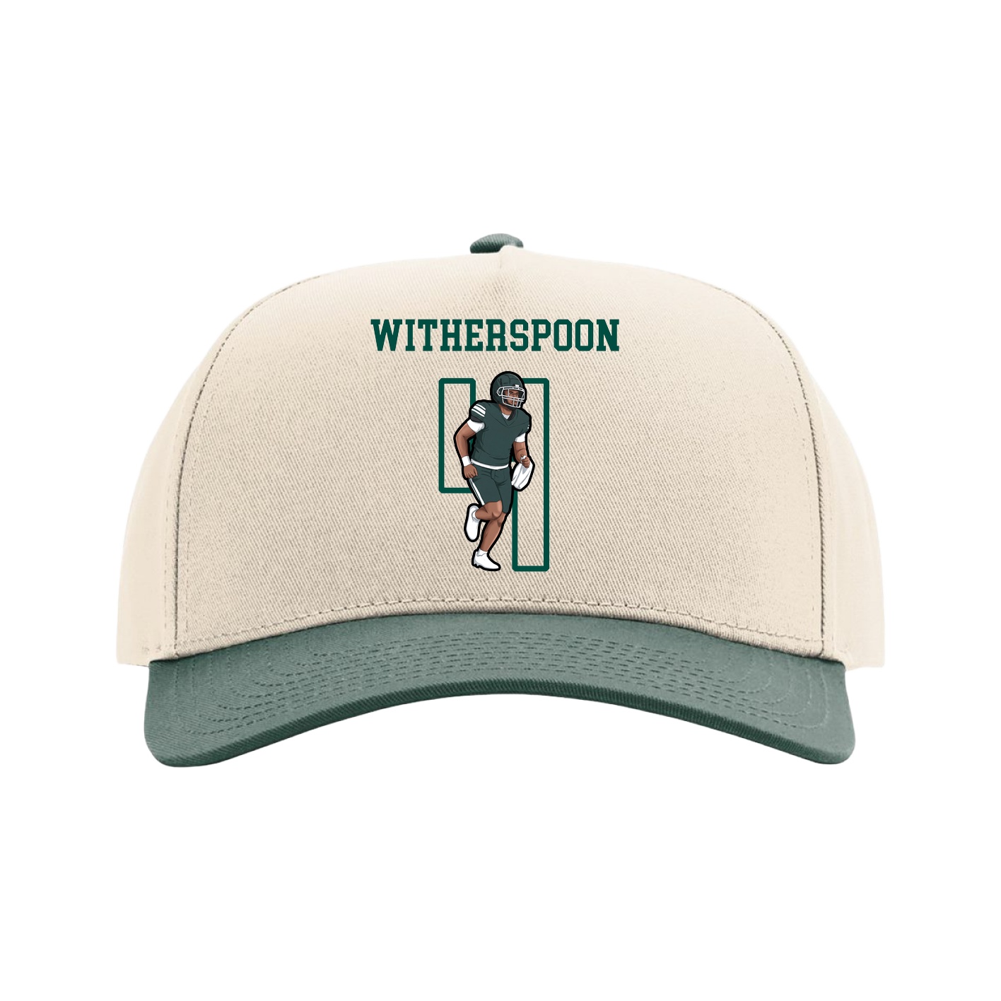Full Fabric Five-Panel Champ Cap — Shirsey in Cream/Green