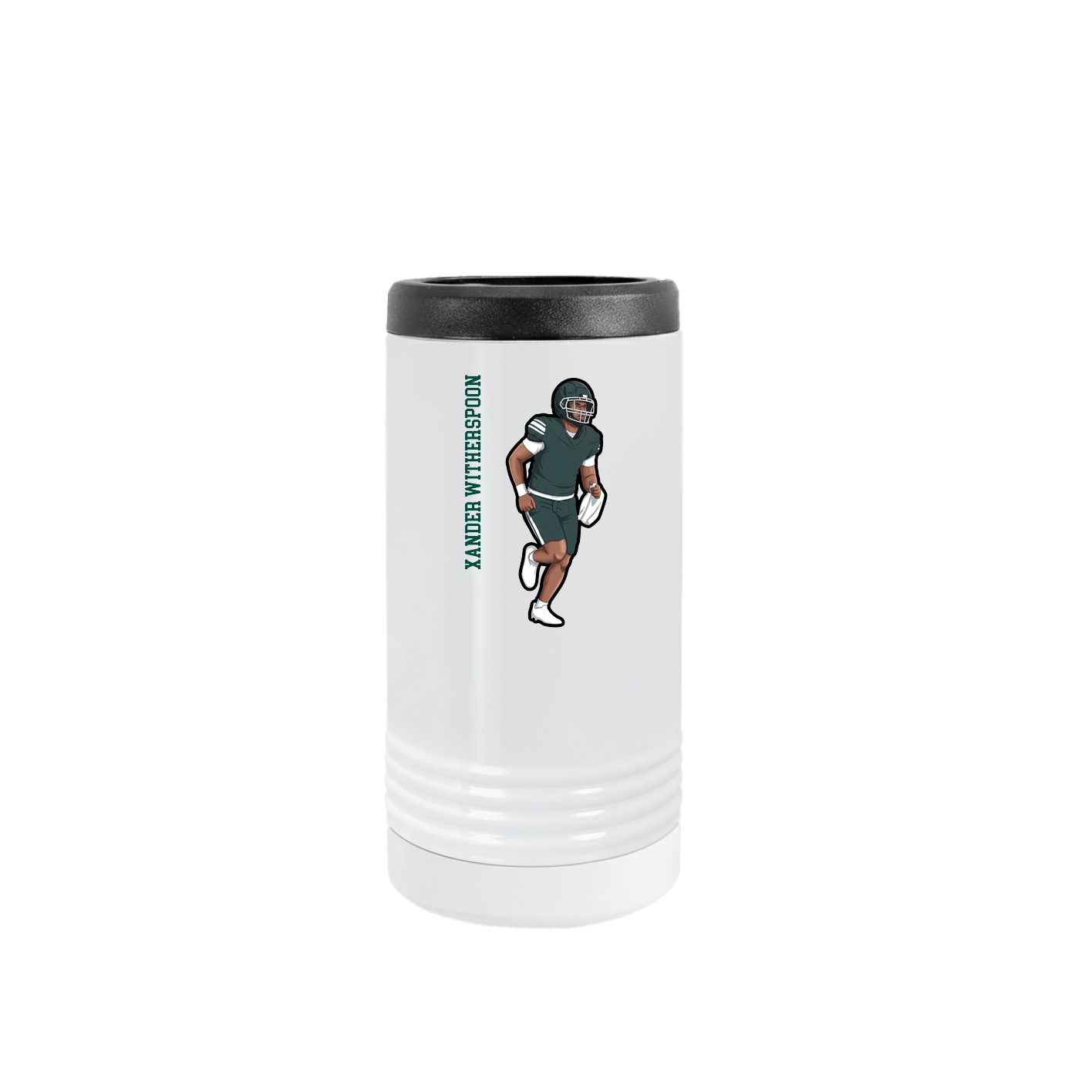 Slim Beverage Holder — Name Vertical in White