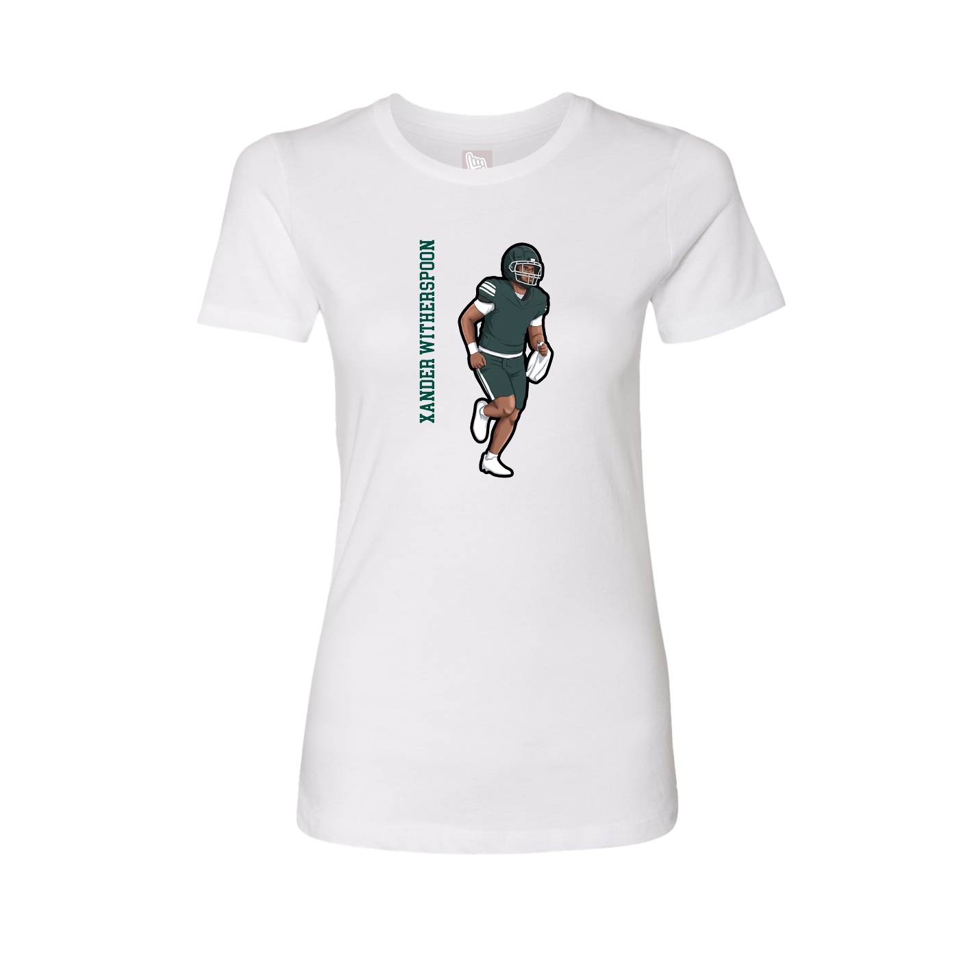 Womens Tee — Name Vertical in White