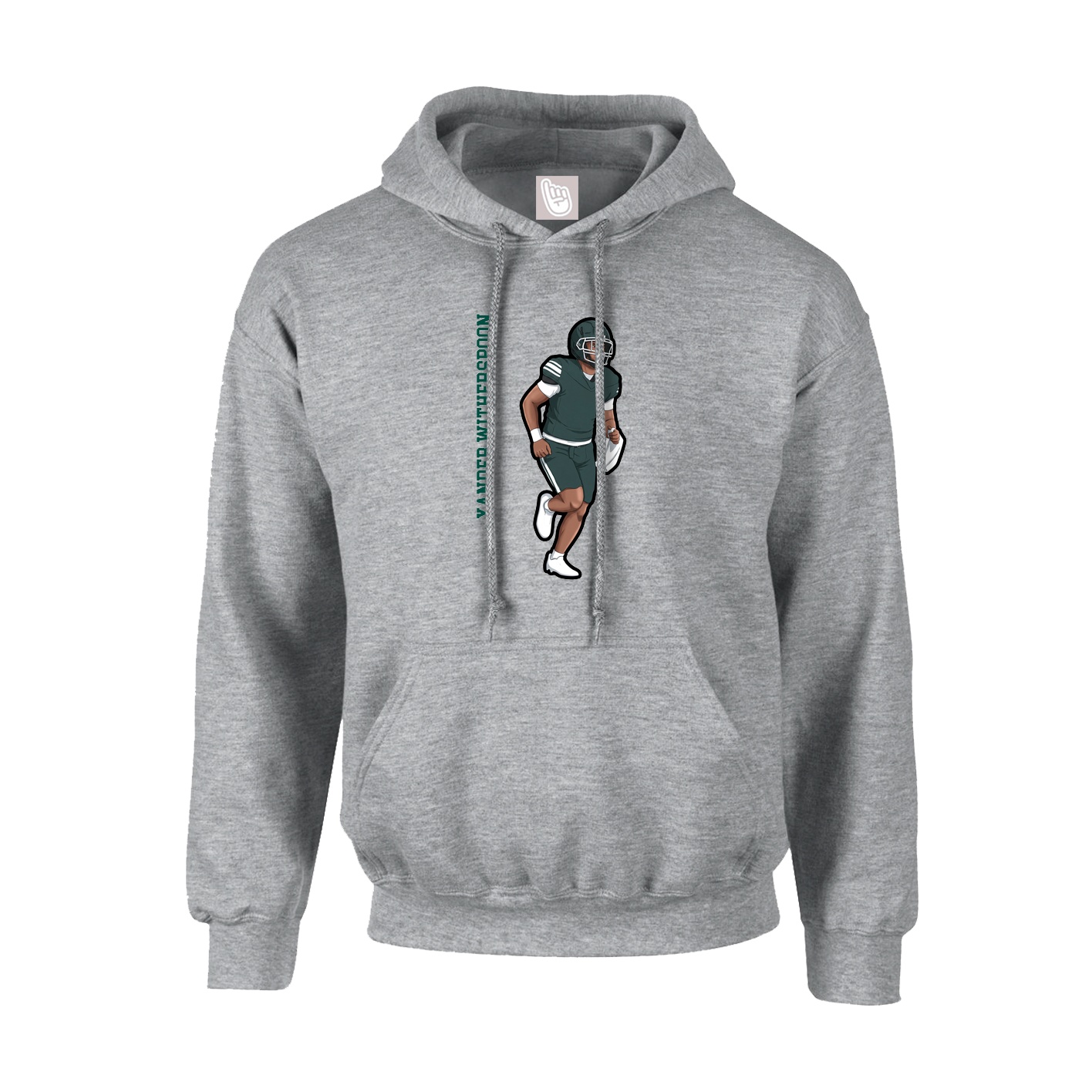 Hoodie — Name Vertical in Grey