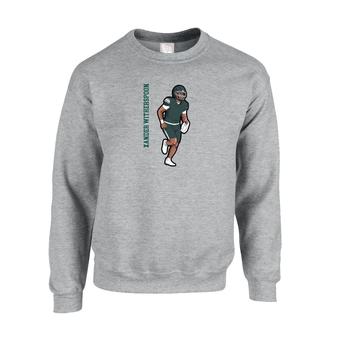 Fleece Crew — Name Vertical in Grey