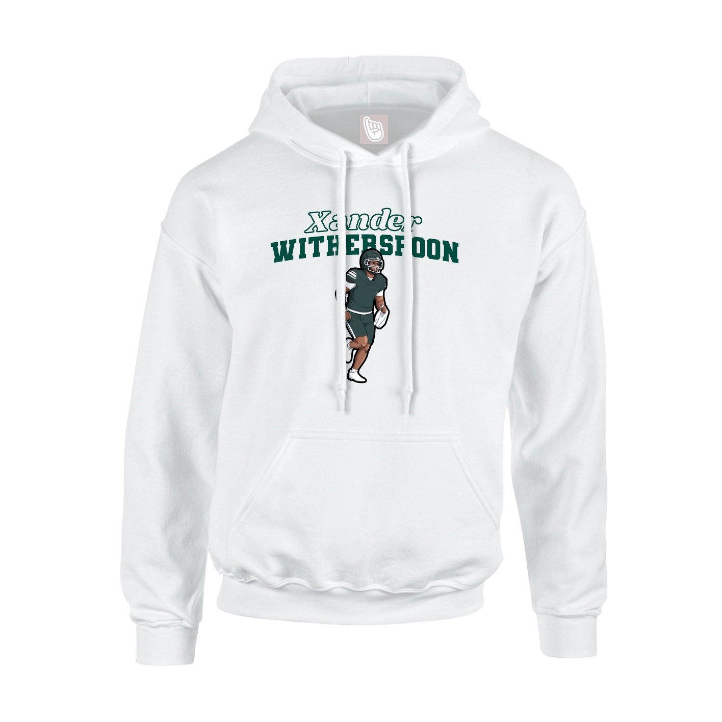 Youth Hoodie — Name Arch in White