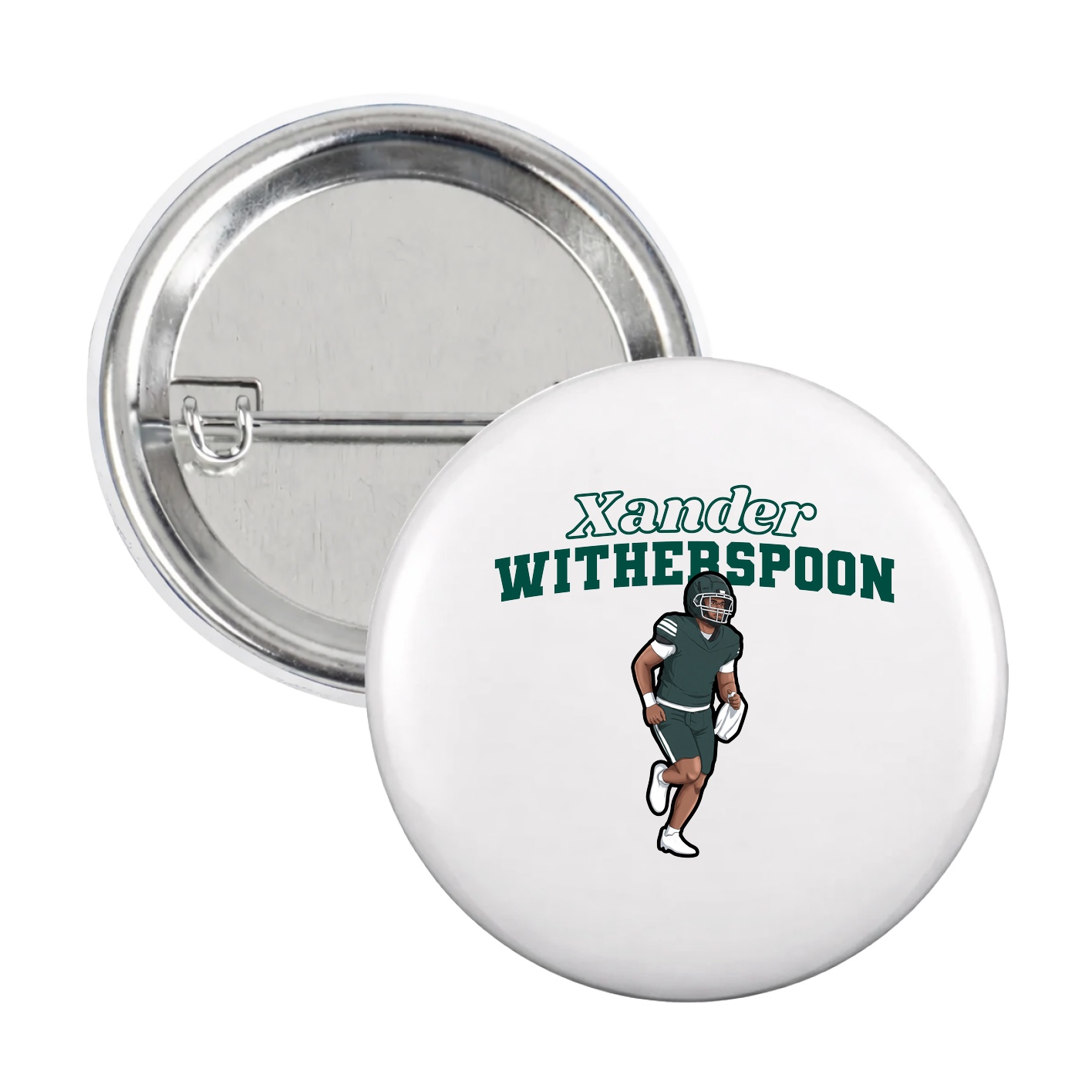 Game Day Button — Name Arch in White