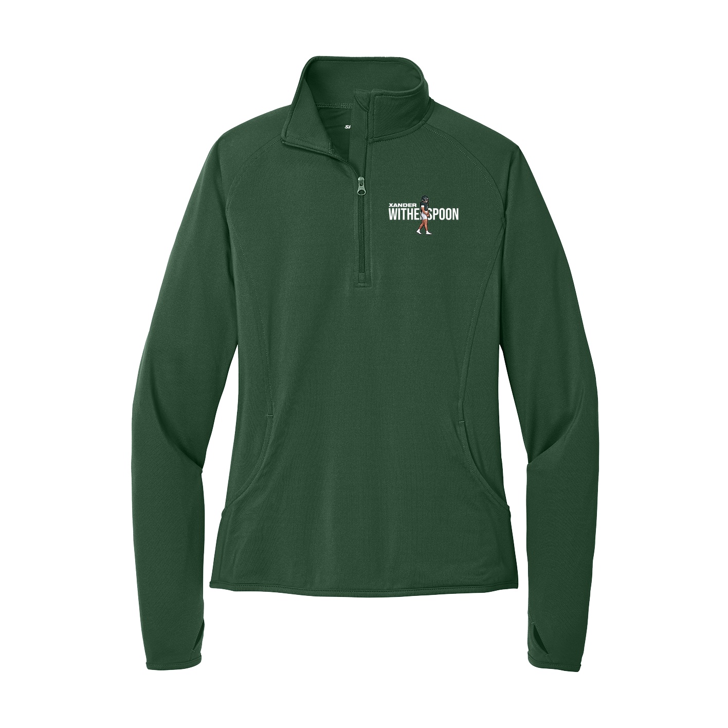 Women's Q-Zip Pullover — Player Name in Green