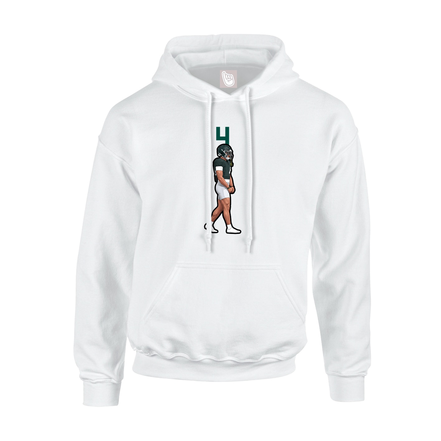 Youth Hoodie — Number Top in White