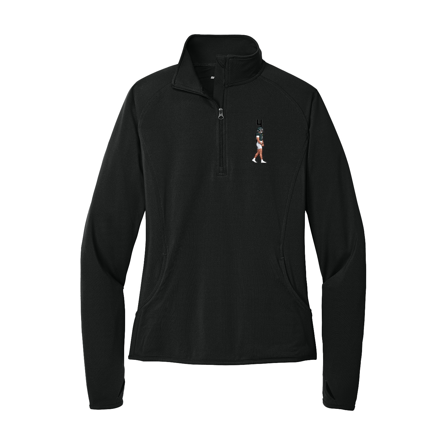 Women's Q-Zip Pullover — Number Top in Black