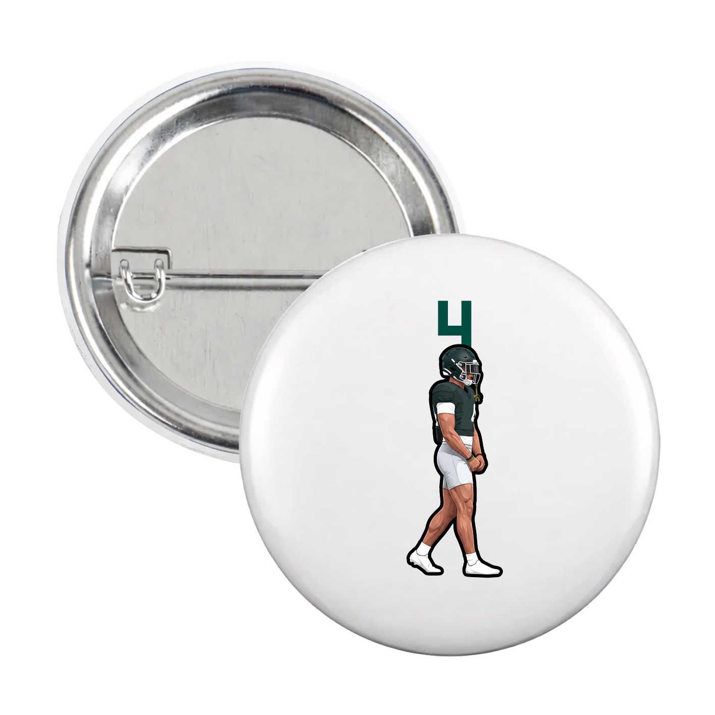 Game Day Button — Number Top in White