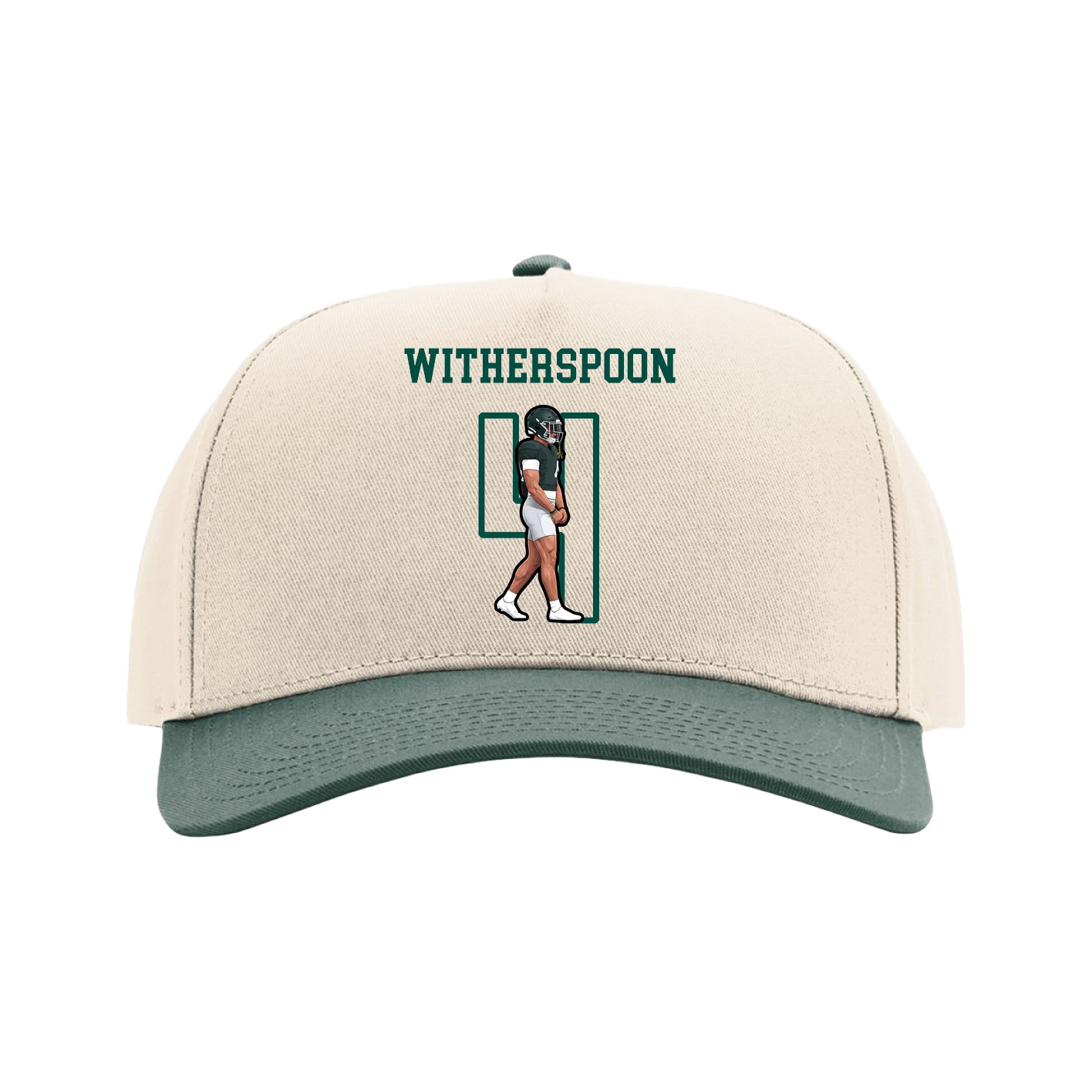 Full Fabric Five-Panel Champ Cap — Shirsey in Cream/Green