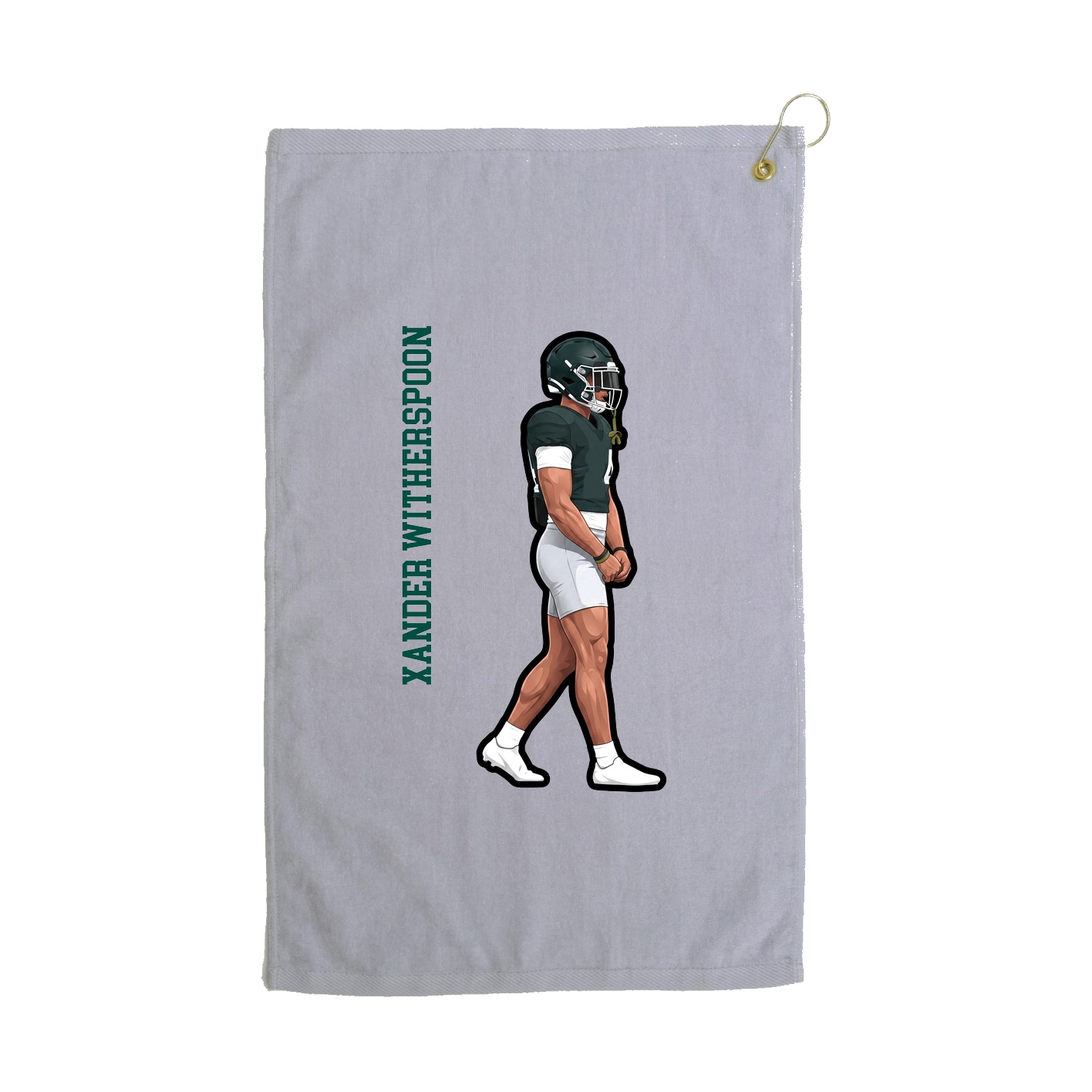 Golf Towel — Name Vertical in Grey