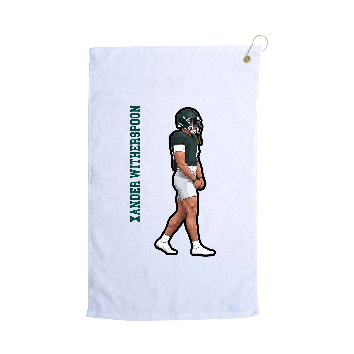 Golf Towel — Name Vertical in White