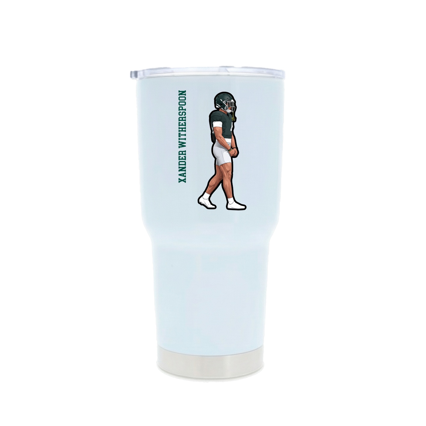 30oz Stainless Steel Tumbler — Name Vertical in White