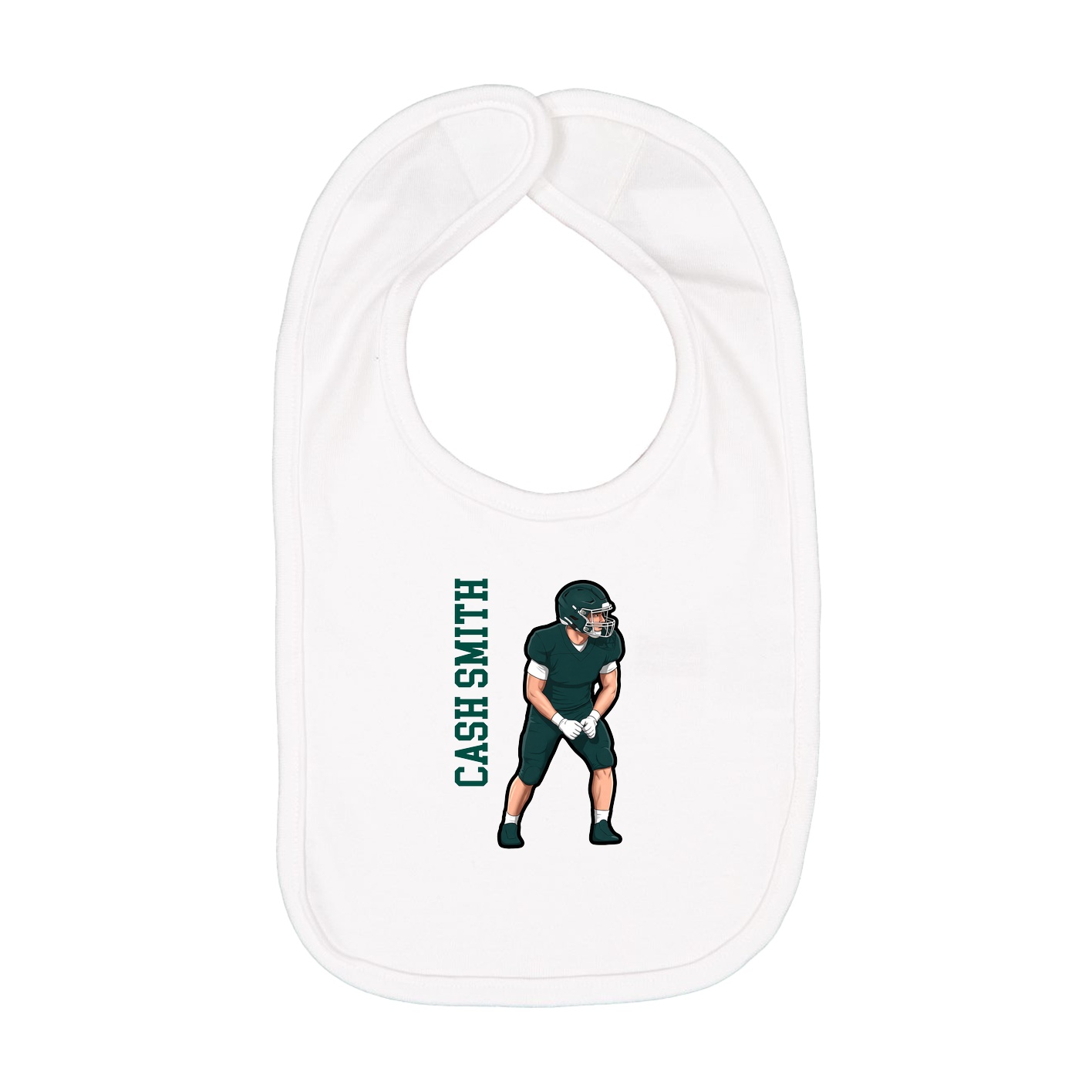 Infant Bib — Name Vertical in White