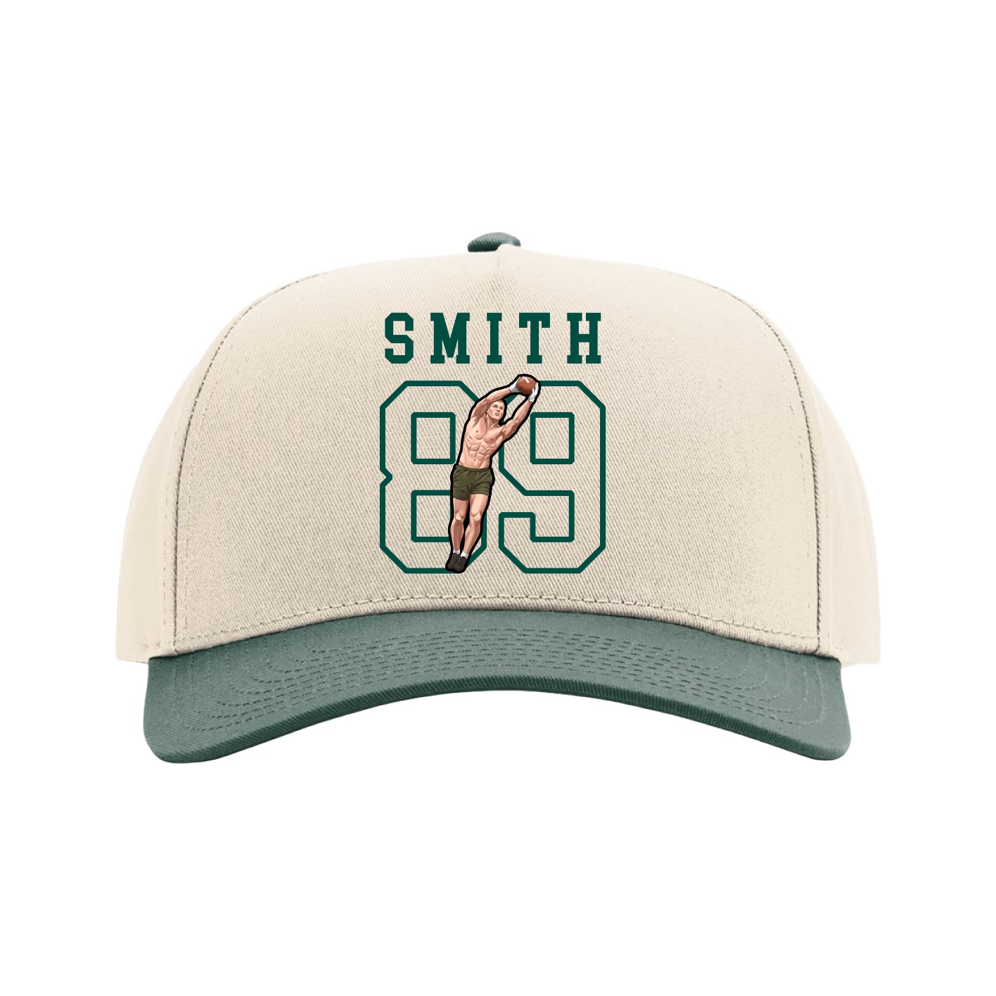 Full Fabric Five-Panel Champ Cap — Shirsey in Cream/Green