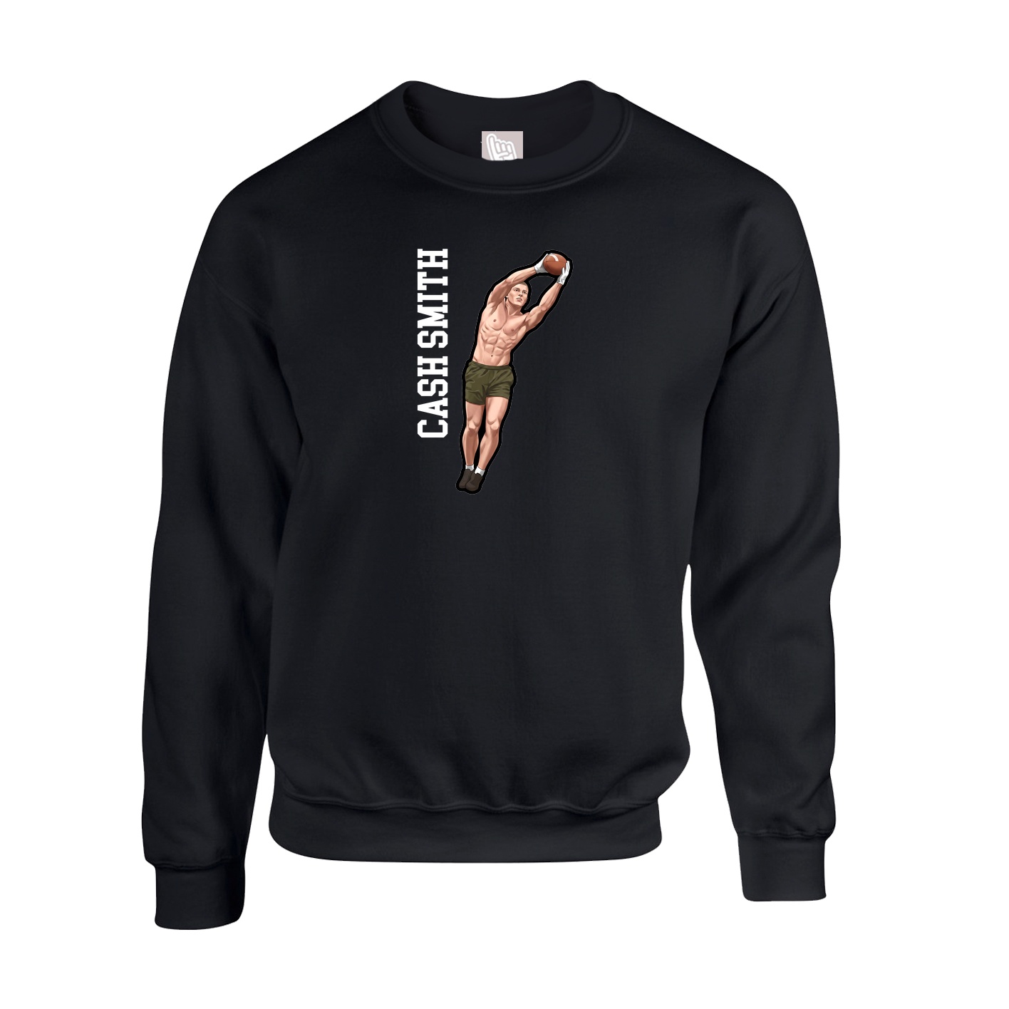 Fleece Crew — Name Vertical in Black