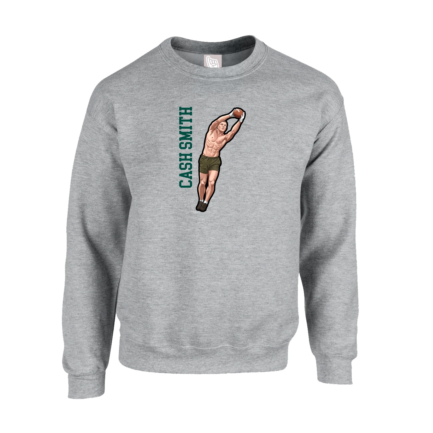 Fleece Crew — Name Vertical in Grey