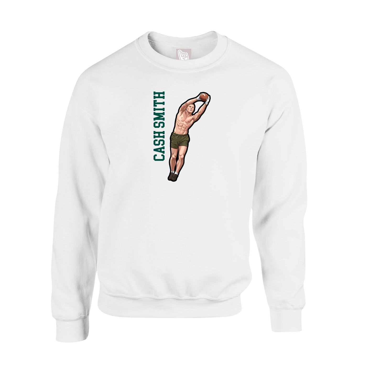 Fleece Crew — Name Vertical in White