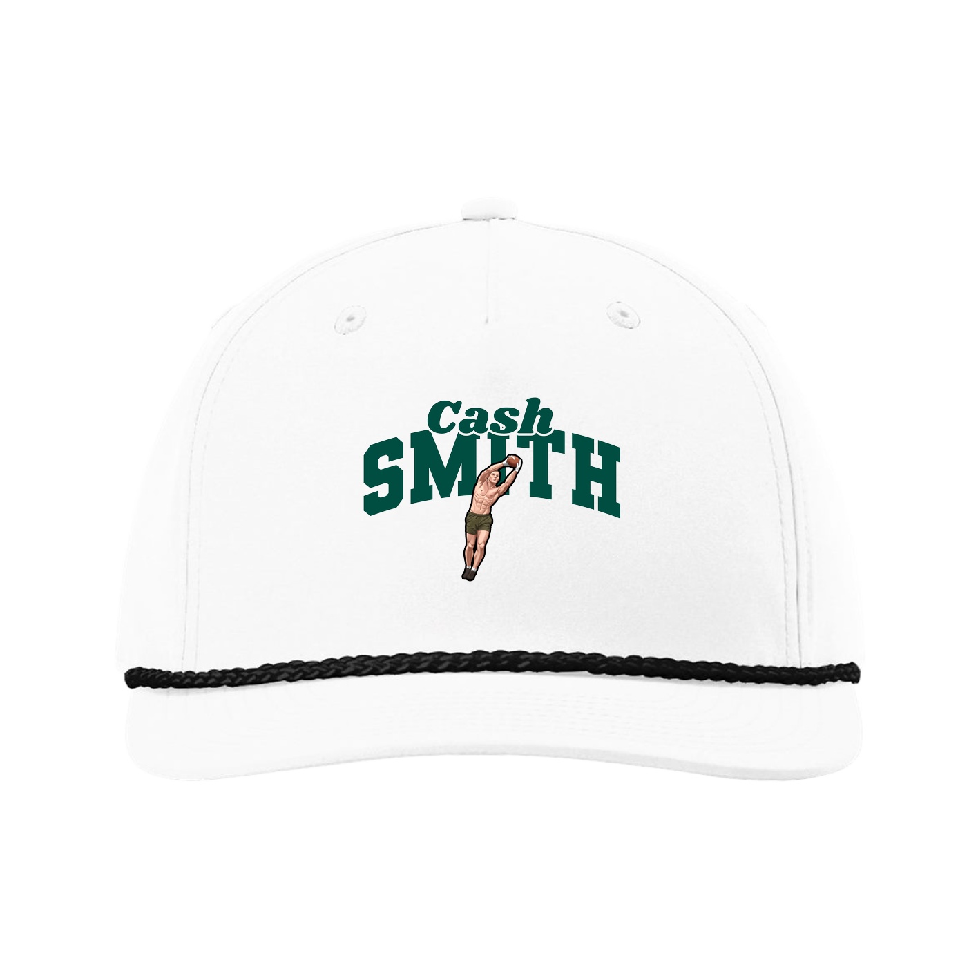 Five-Panel Classic Rope Cap — Signature Arch in White