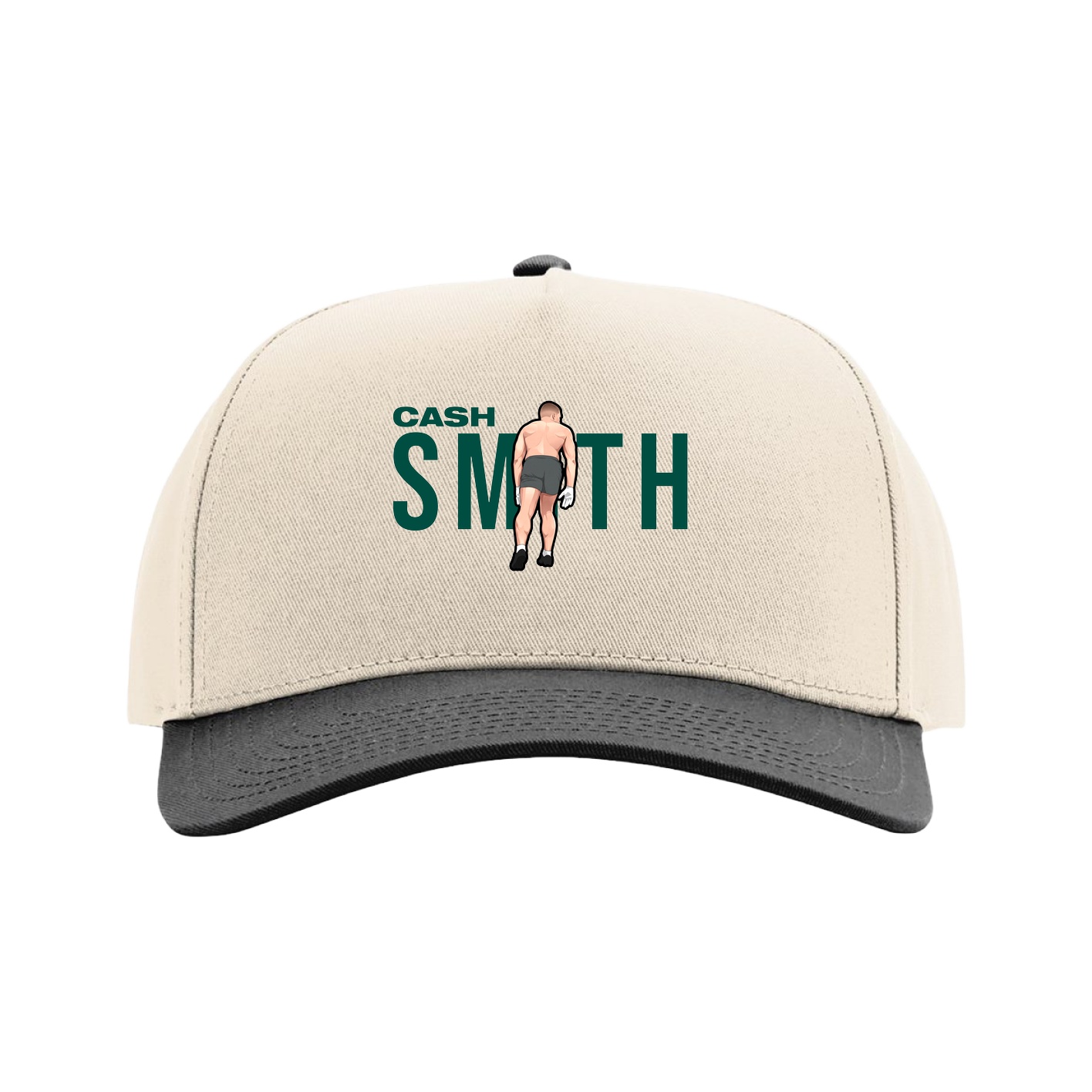 Full Fabric Five-Panel Champ Cap — Player Name in Cream/Black