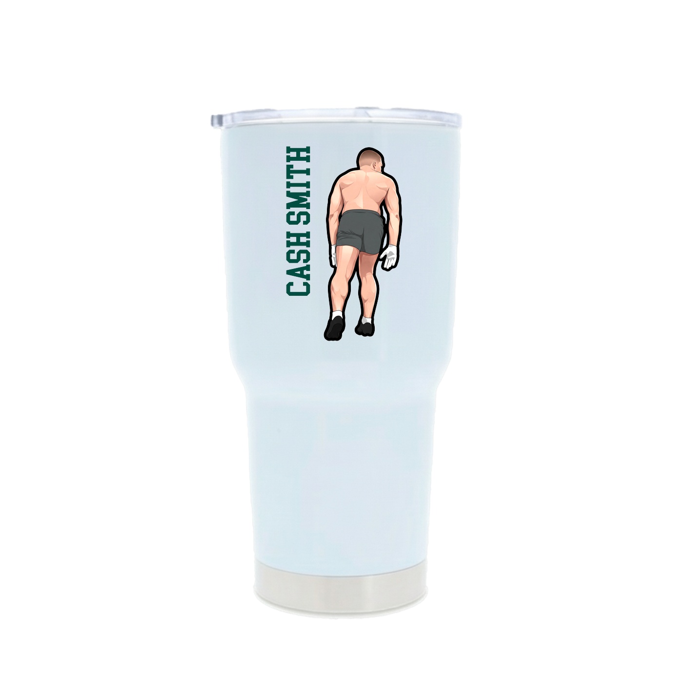 30oz Stainless Steel Tumbler — Name Vertical in White