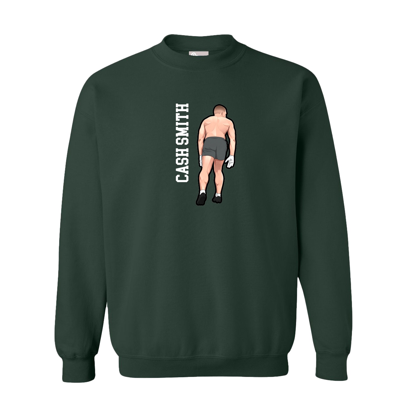 Fleece Crew — Name Vertical in Green