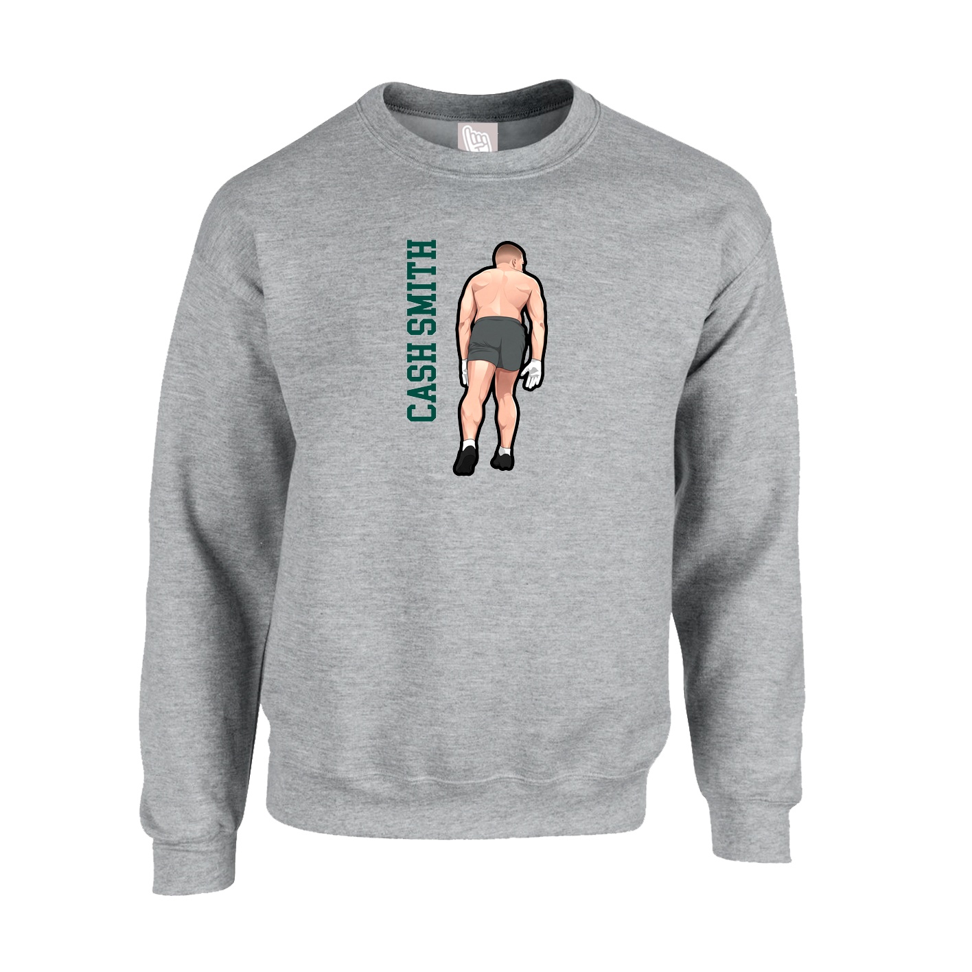 Fleece Crew — Name Vertical in Grey