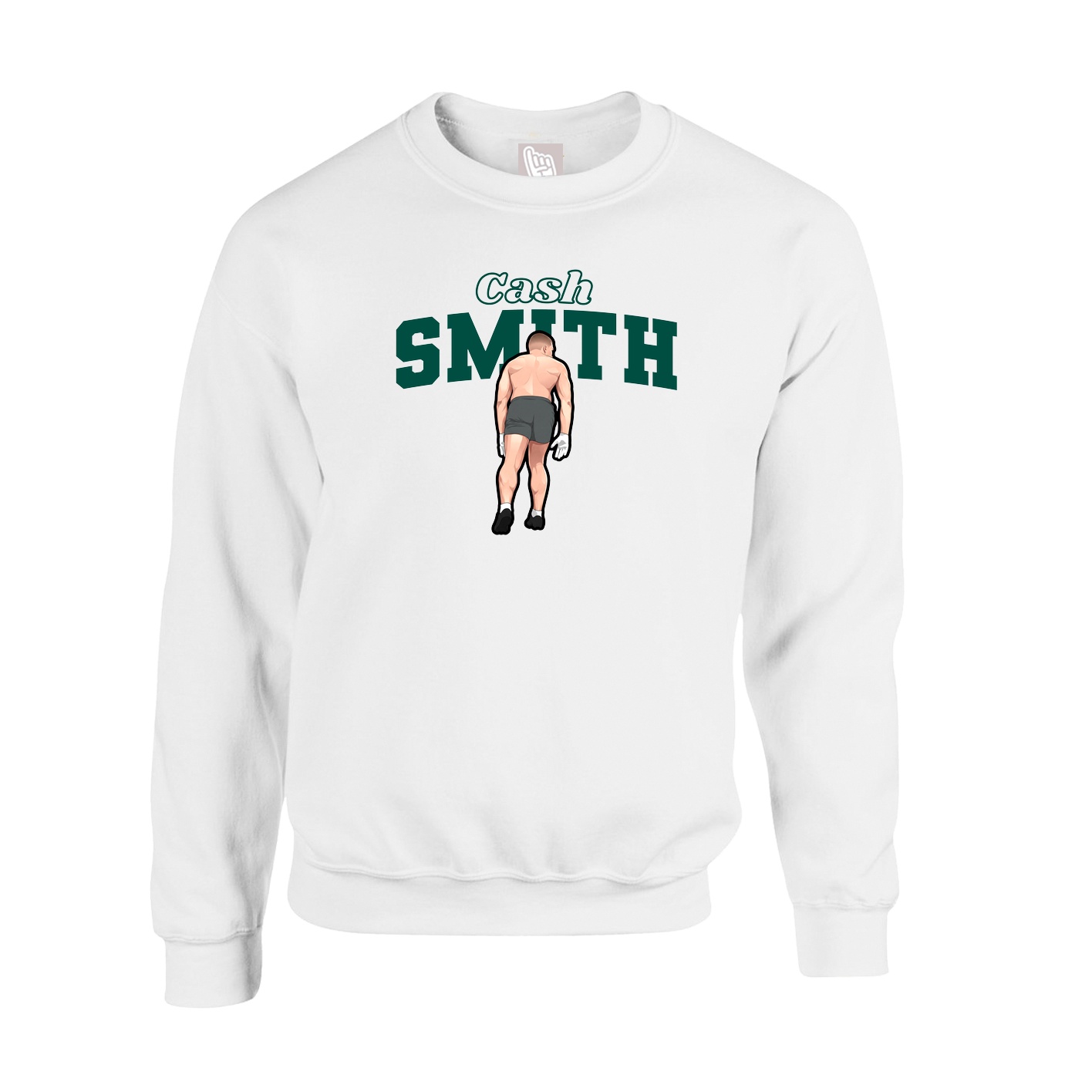 Fleece Crew — Name Arch in White