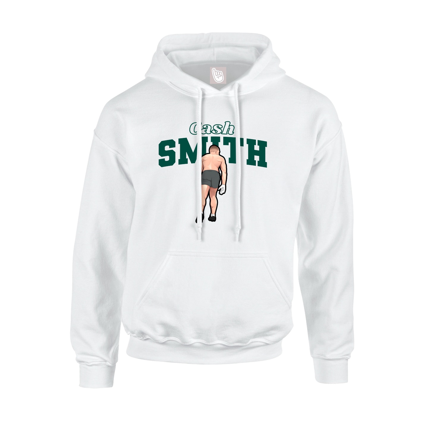 Youth Hoodie — Name Arch in White