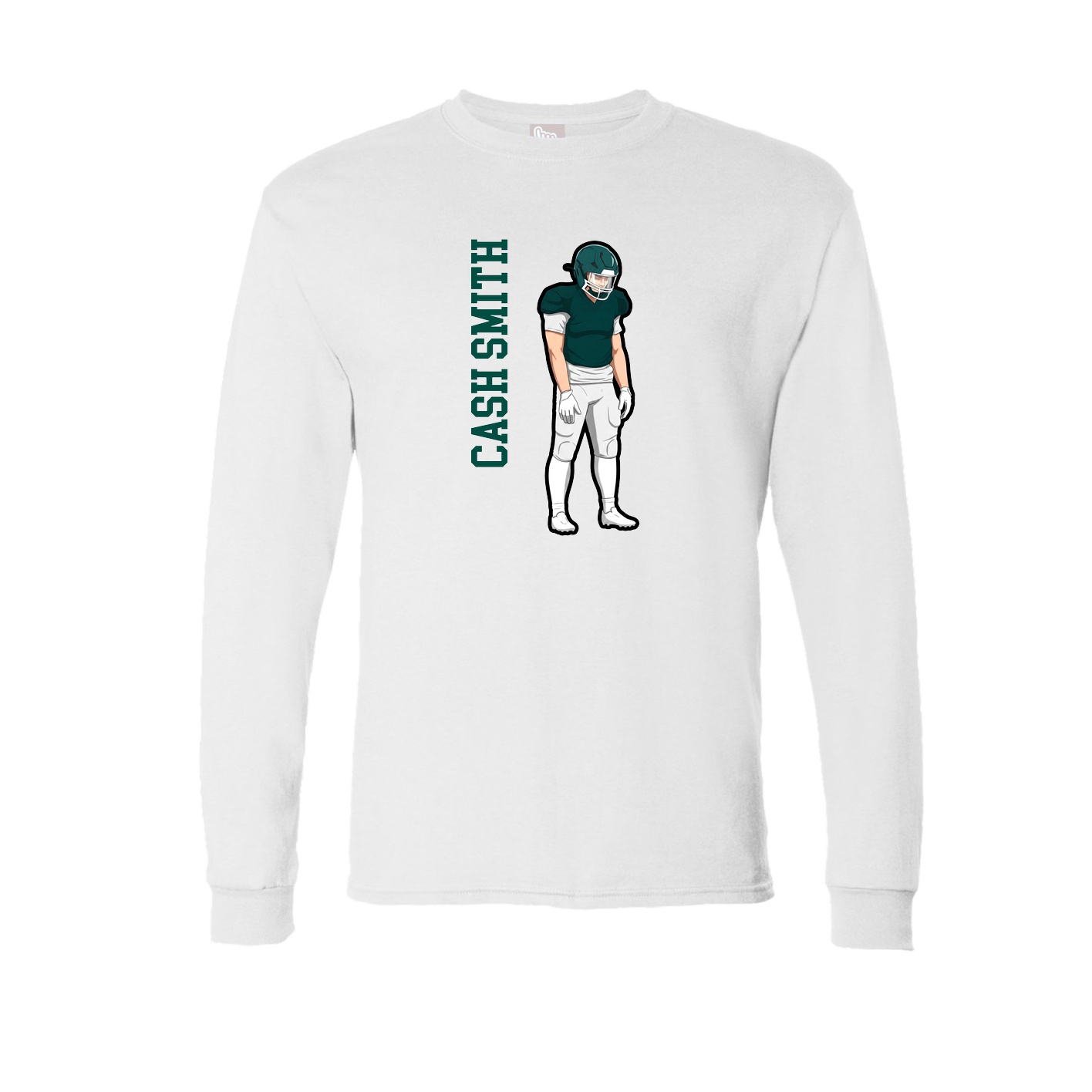 Long Sleeve Tee — Name Vertical in White