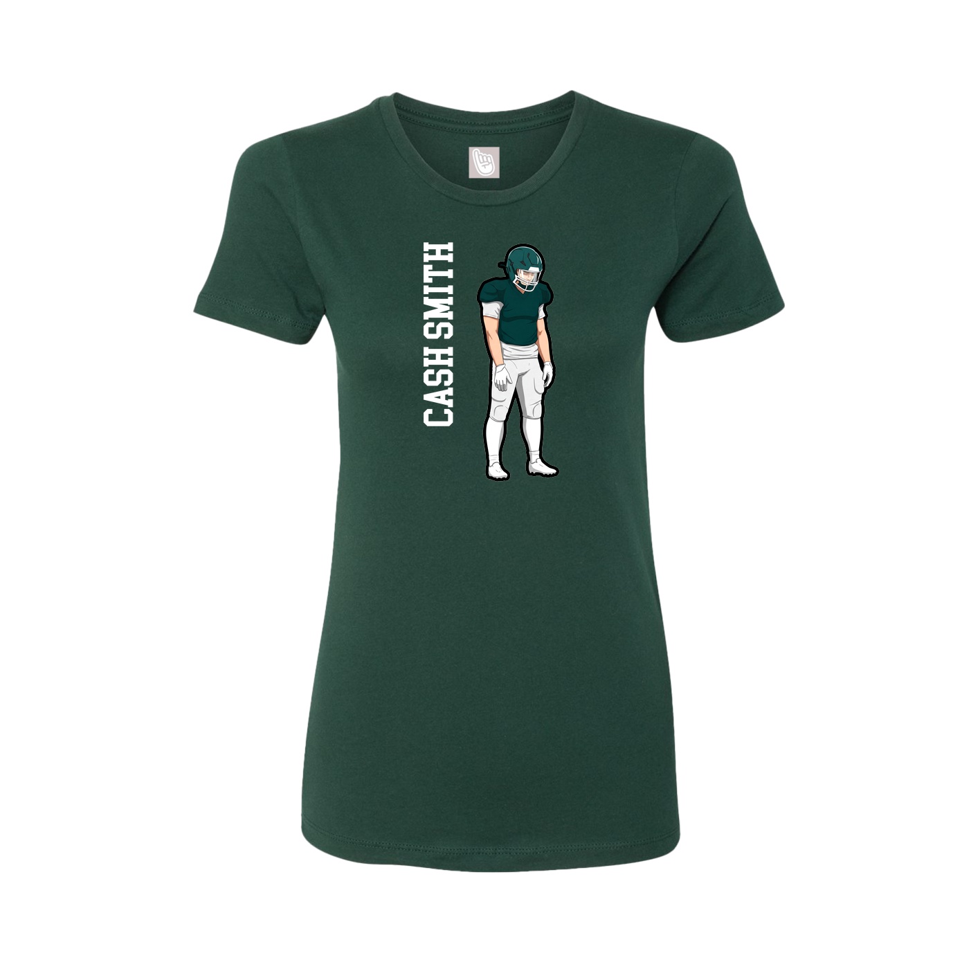 Womens Tee — Name Vertical in Green