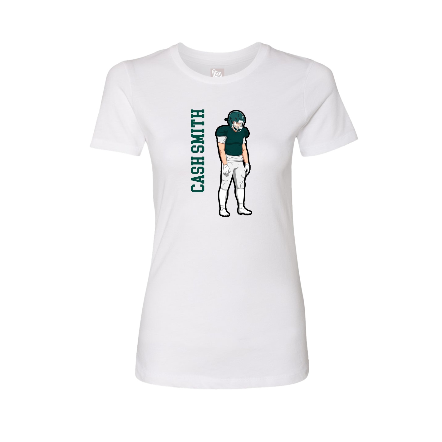 Womens Tee — Name Vertical in White