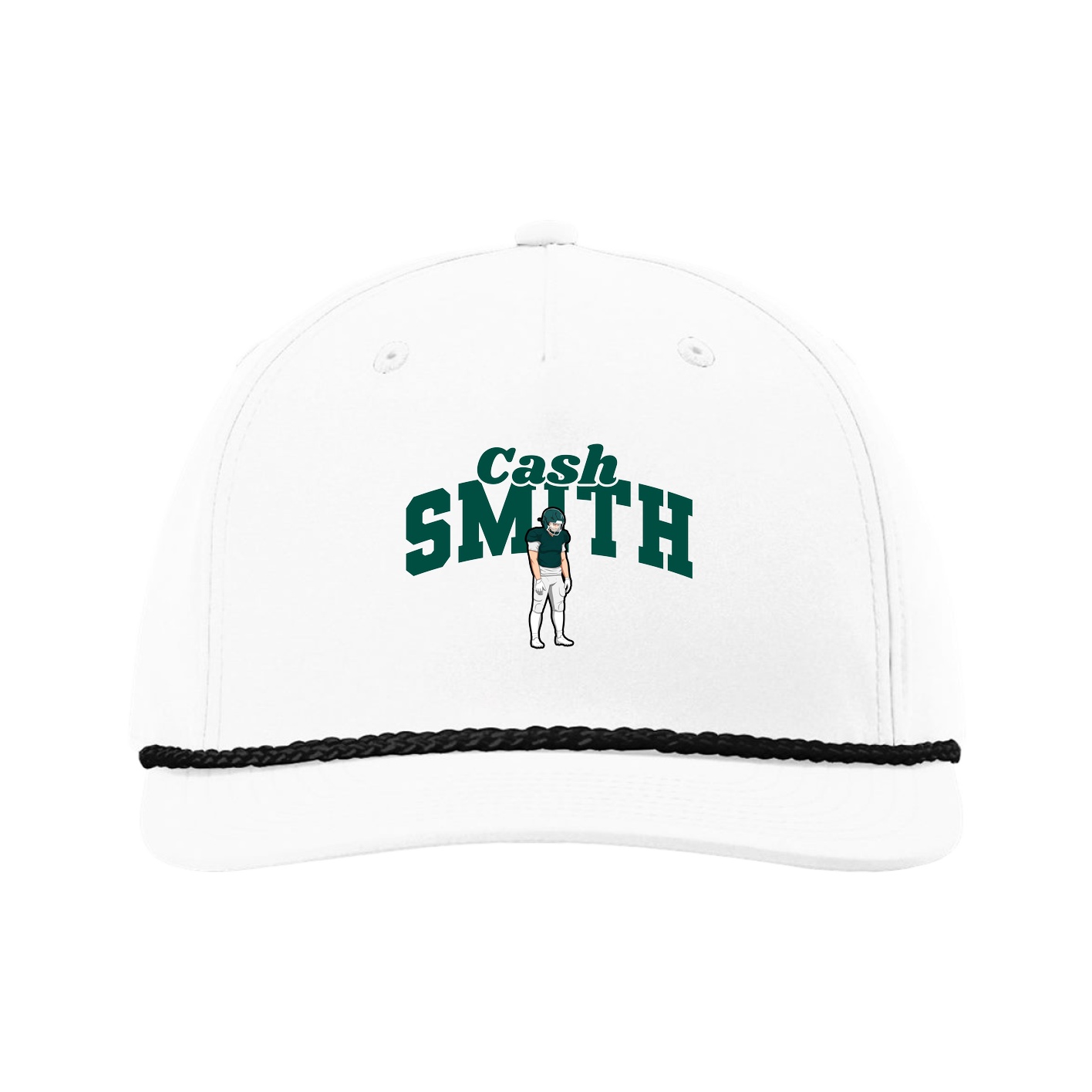 Five-Panel Classic Rope Cap — Signature Arch in White
