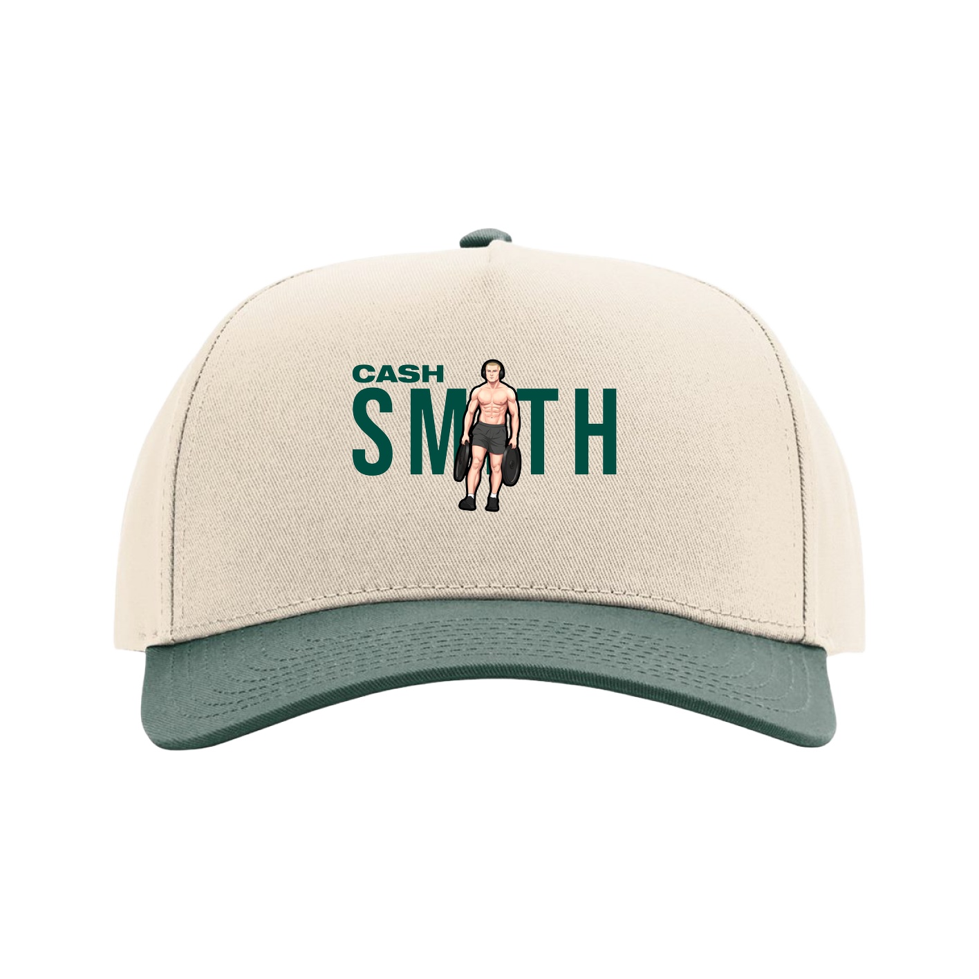 Full Fabric Five-Panel Champ Cap — Player Name in Cream/Green